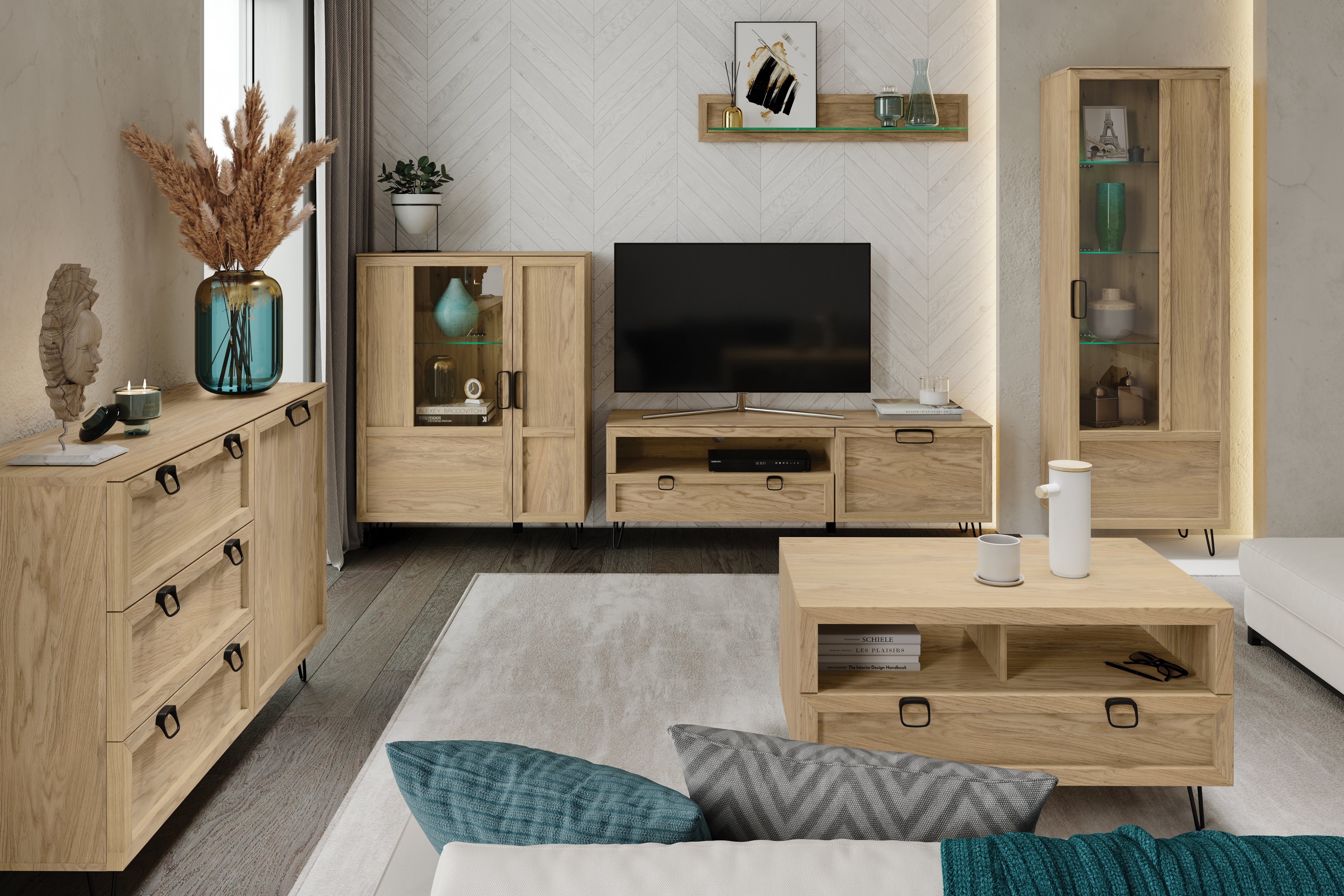 TV stolek Limbo 25 nízký 160 cm - dub artisan Skříňka RTV Limbo 25 nízká 160 cm - dub artisan