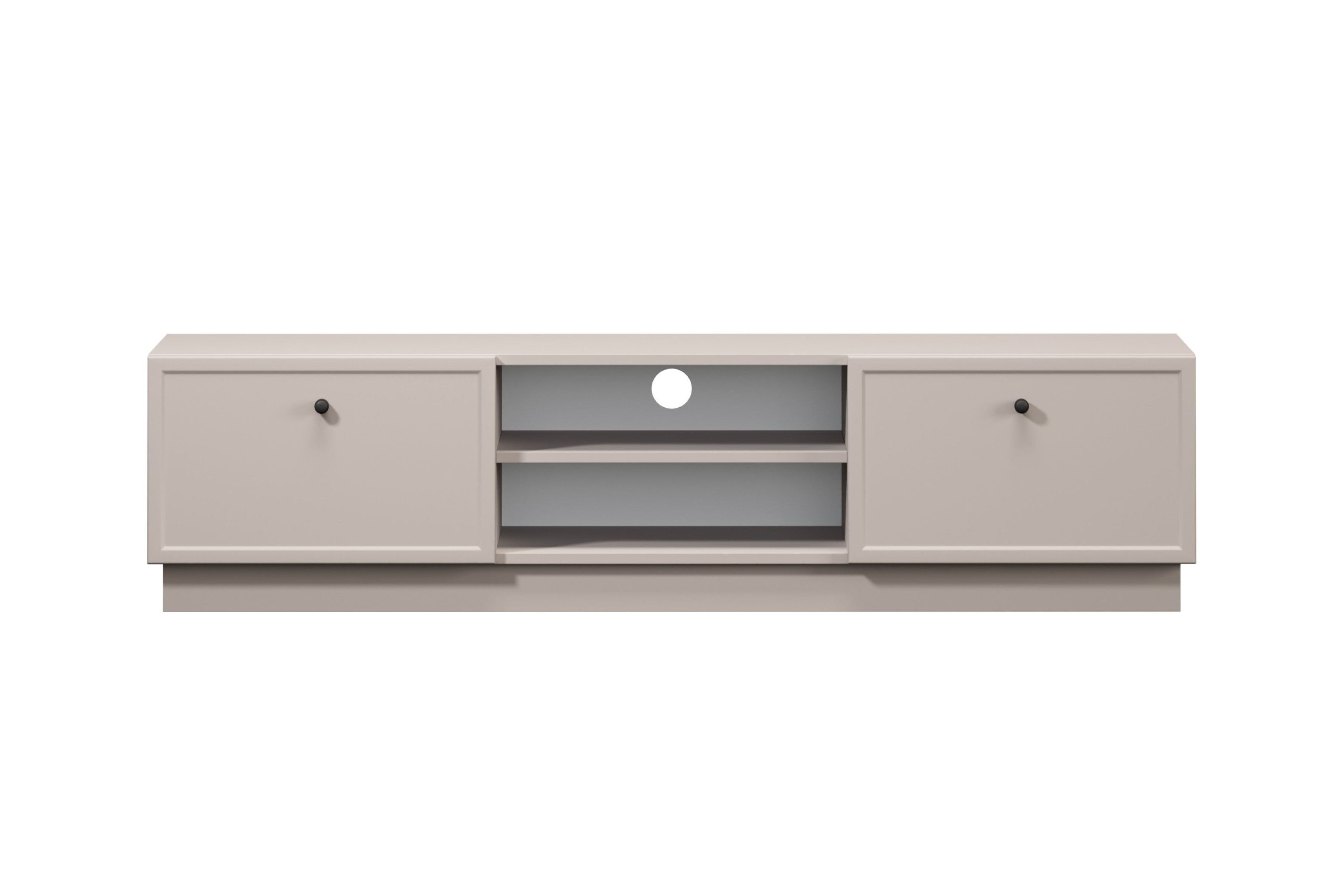 TV stolík Lorini 150 cm na sokli – kašmírová / čierne úchytky G TV skrinka Lorini 150 cm so zásuvkami - kašmír / čierny úchyty