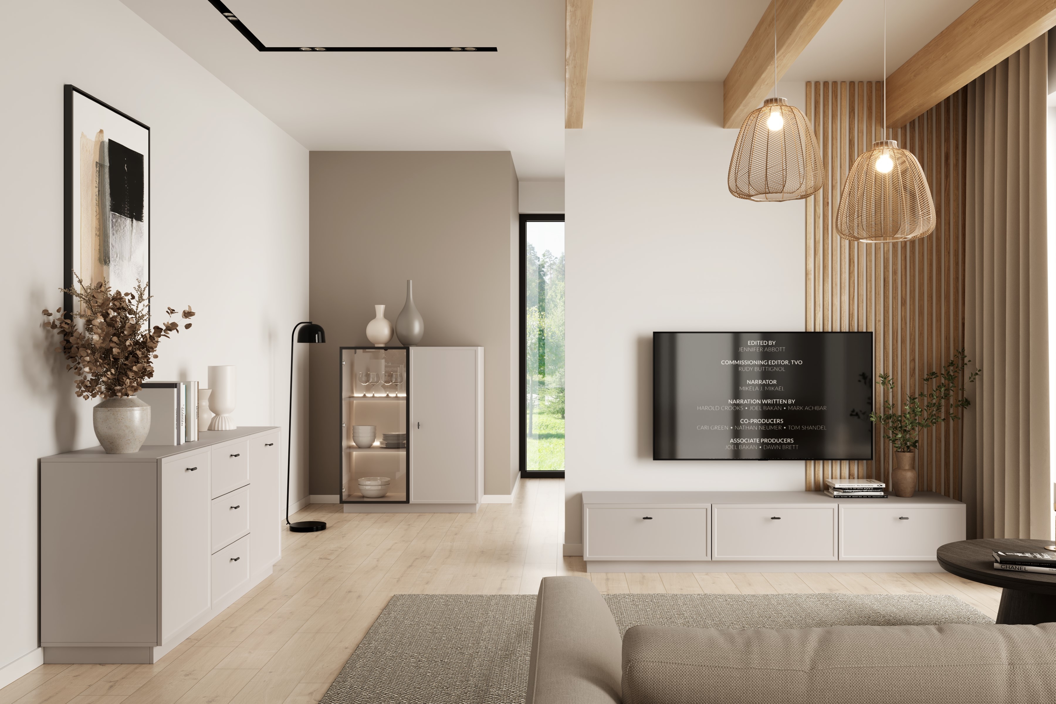 TV stolík Lorini 200 cm na sokli – kašmírová / čierna / úchytky T TV skrinka Lorini 200 cm so zásuvkami - kašmír / čierny úchyty T-bar