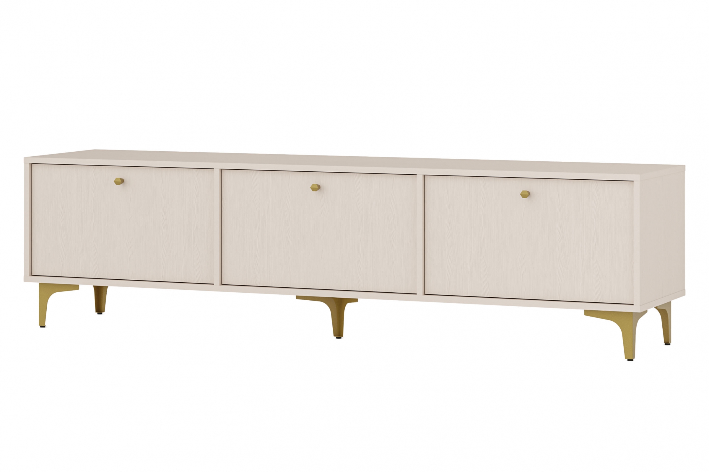 TV stolek Lotina I 3K 180 cm - písková béžová / zlaté nožky Skříňka RTV Lotina I 3K - 180 cm - béžová Pískový / zlaté Nohy