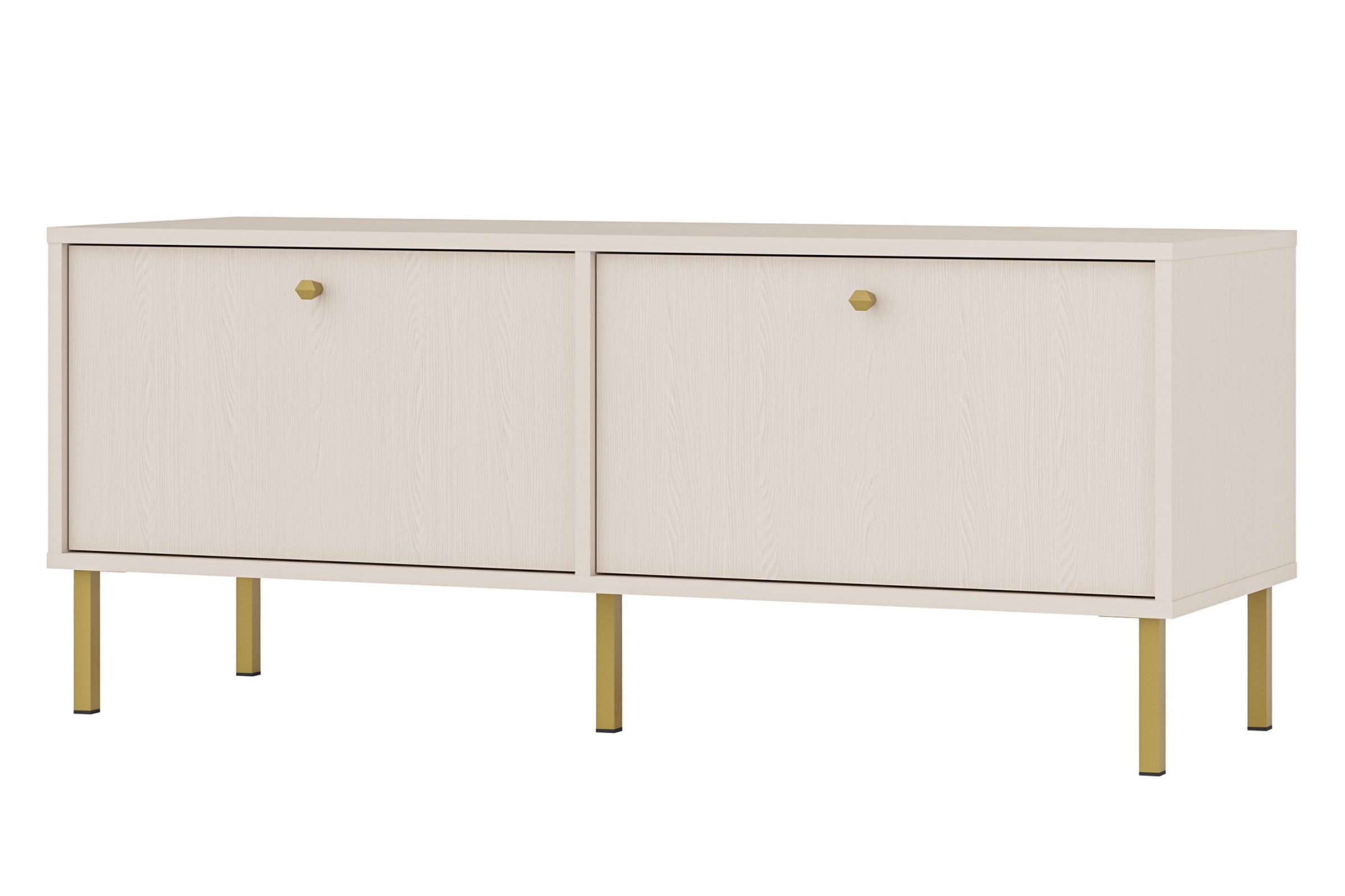 TV stolek Lotina II 2K 120 cm - písková béžová / zlaté nožky Skříňka RTV Lotina II 2K - 120 cm - béžová Pískový / zlatá Nohy
