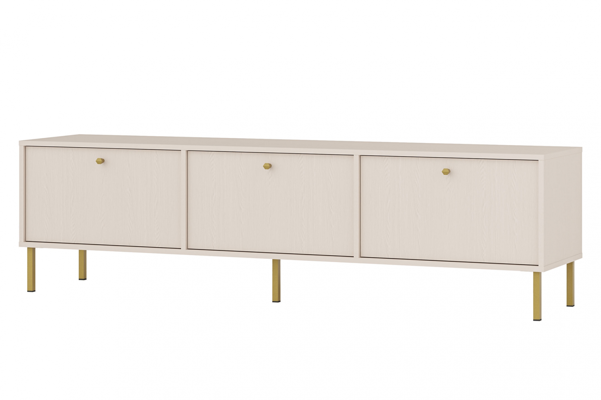 TV stolek Lotina II 180 cm 3K - písková béžová / zlaté nožky Skříňka RTV Lotina II 3K - 180 cm - béžová Pískový / zlaté Nohy