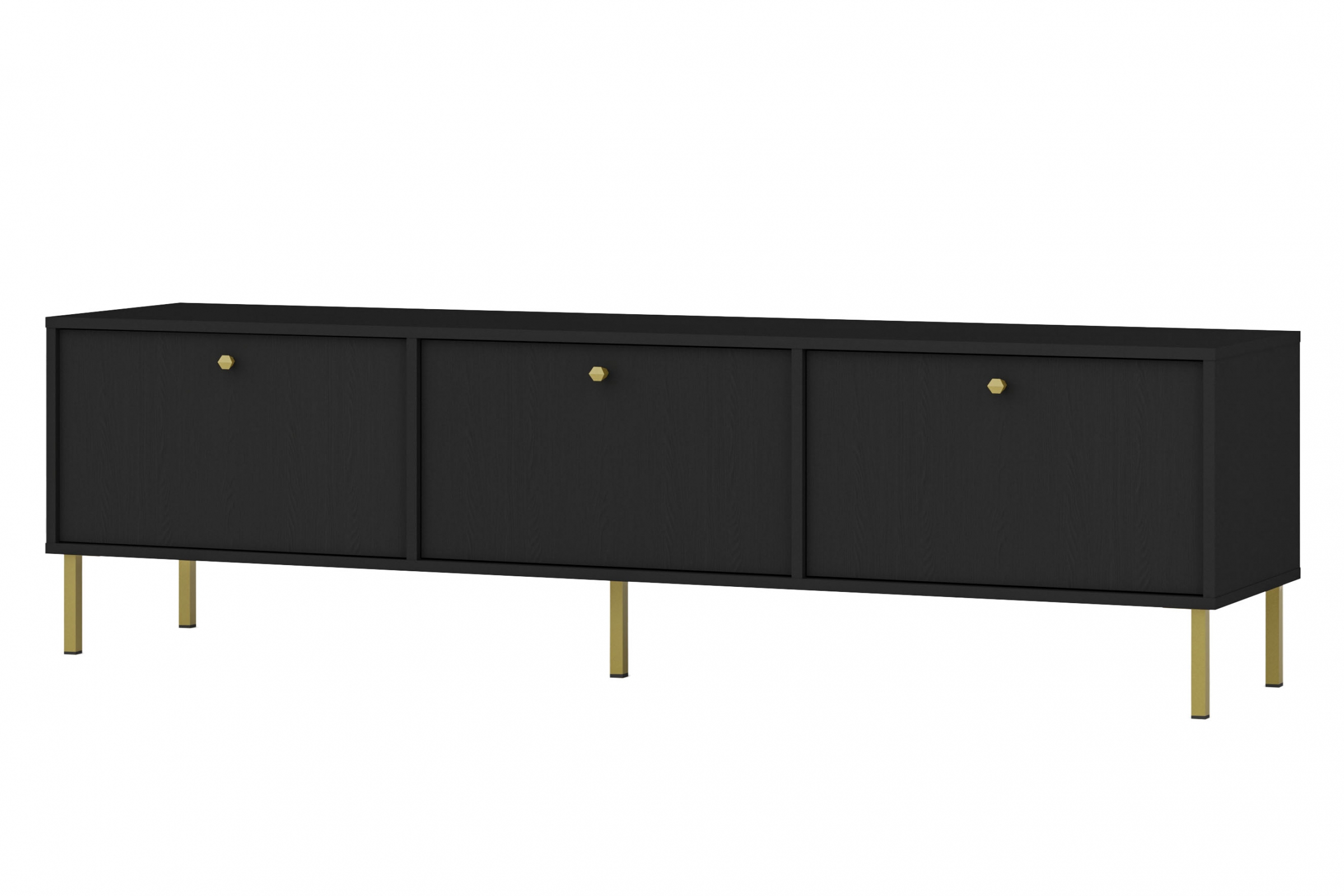 TV stolík Lotina II 3K - 180 cm - čierny grafit / zlaté nožičky TV skrinka Lotina II 3K - 180 cm - Čierny grafit / zlote nožičky