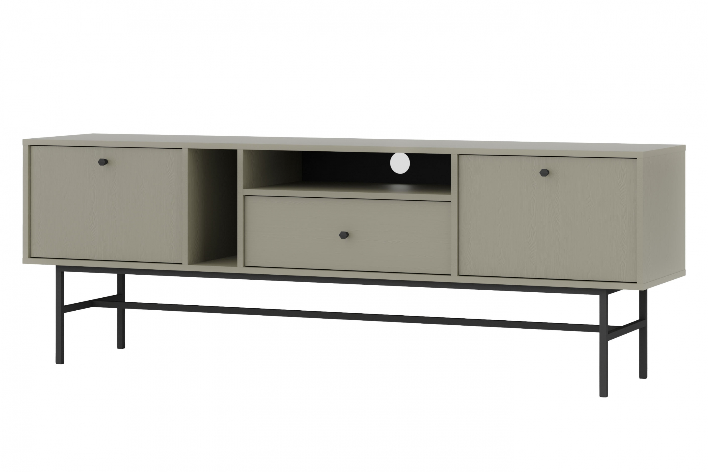 TV stolek Lotina III 180 cm 2K1S se zásuvkou - eukalyptus / černé nožky Skříňka RTV Lotina III 2K1S z szuflada 180 cm - eukaliptus / černá Nohy