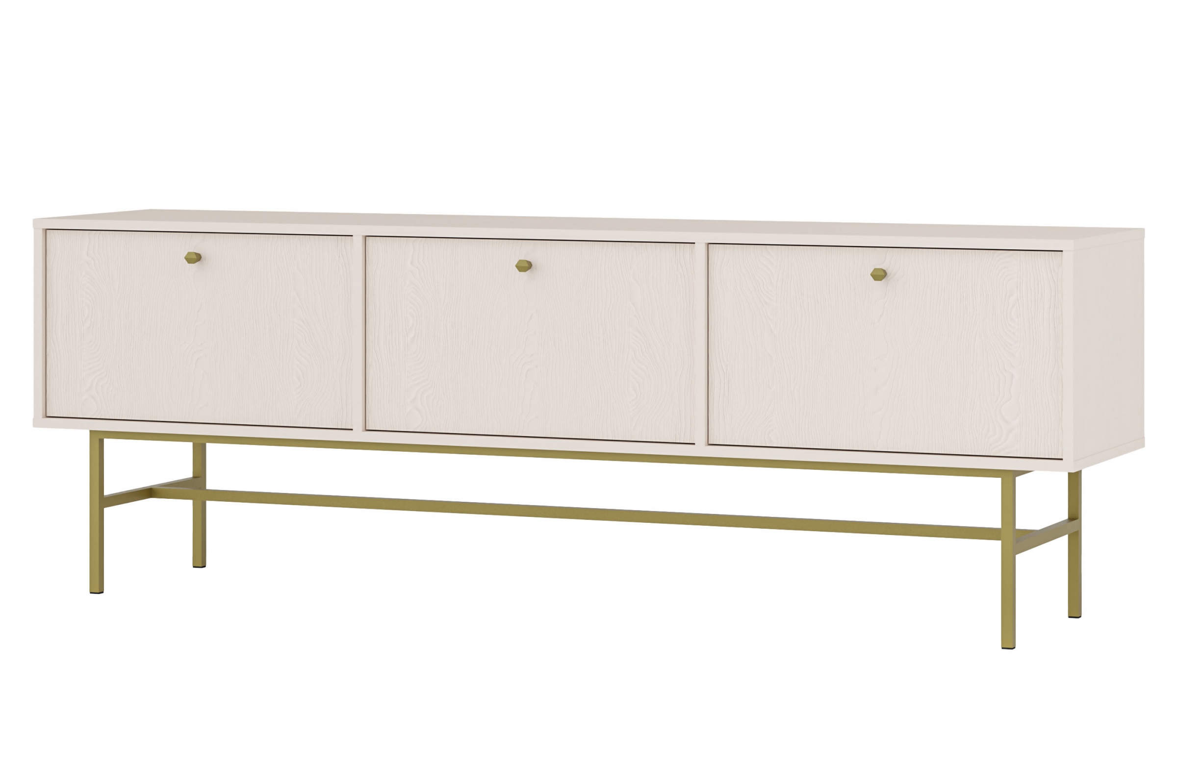 TV stolek Lotina III 180 cm 3K - pískově béžový / zlaté nožky Skříňka RTV Lotina III 3K - 180 cm - béžová Pískový / zlaté Nohy