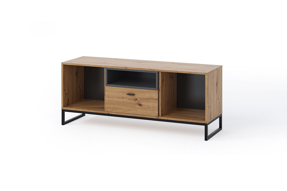TV stolík Maleza - Dub artisan / Čierny TV skrinka do izby dziennego