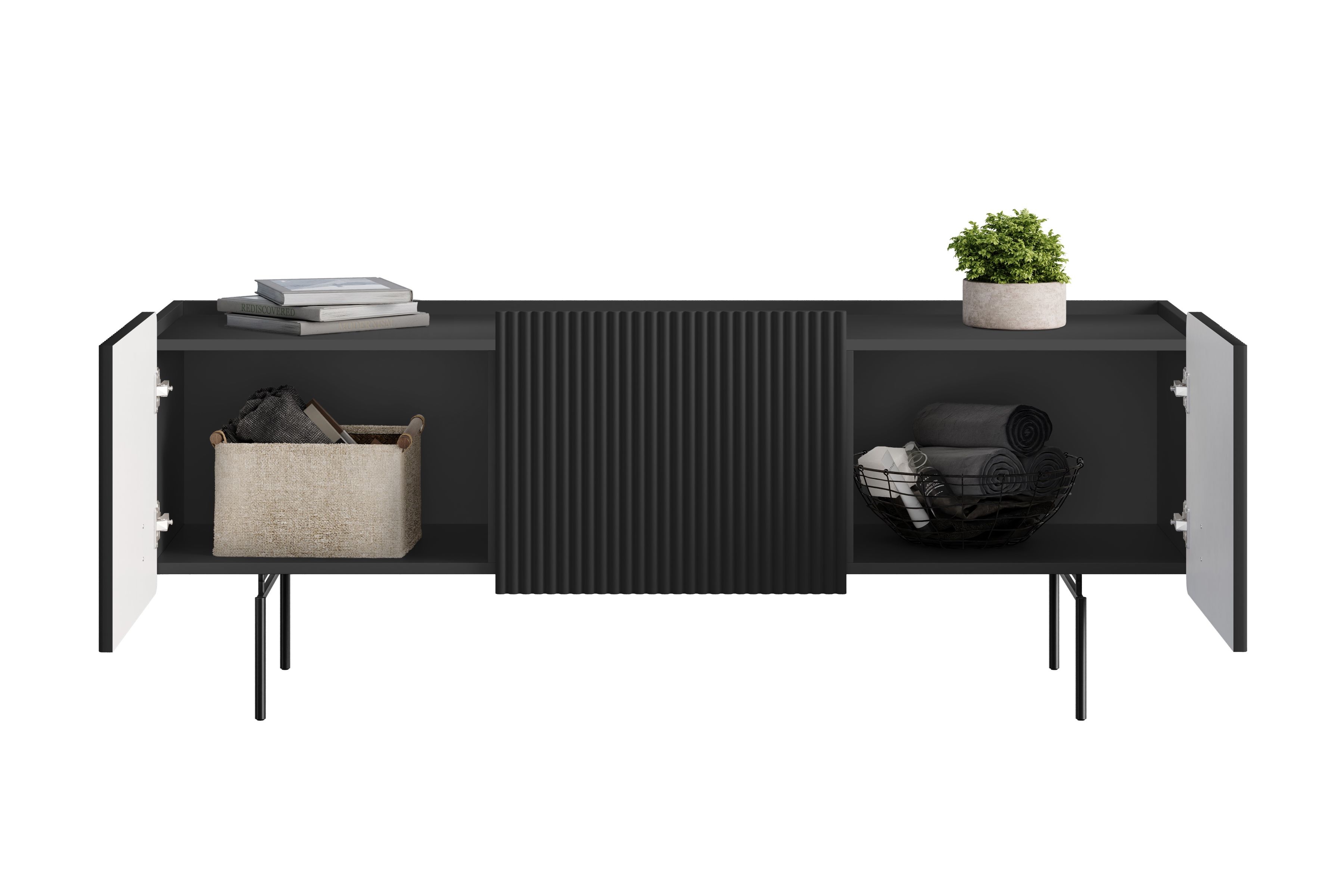 TV stolek Malmi 150 cm - černý mat / černé nožky skříňka RTV Malmi 150 cm - černá mat / černá nozki