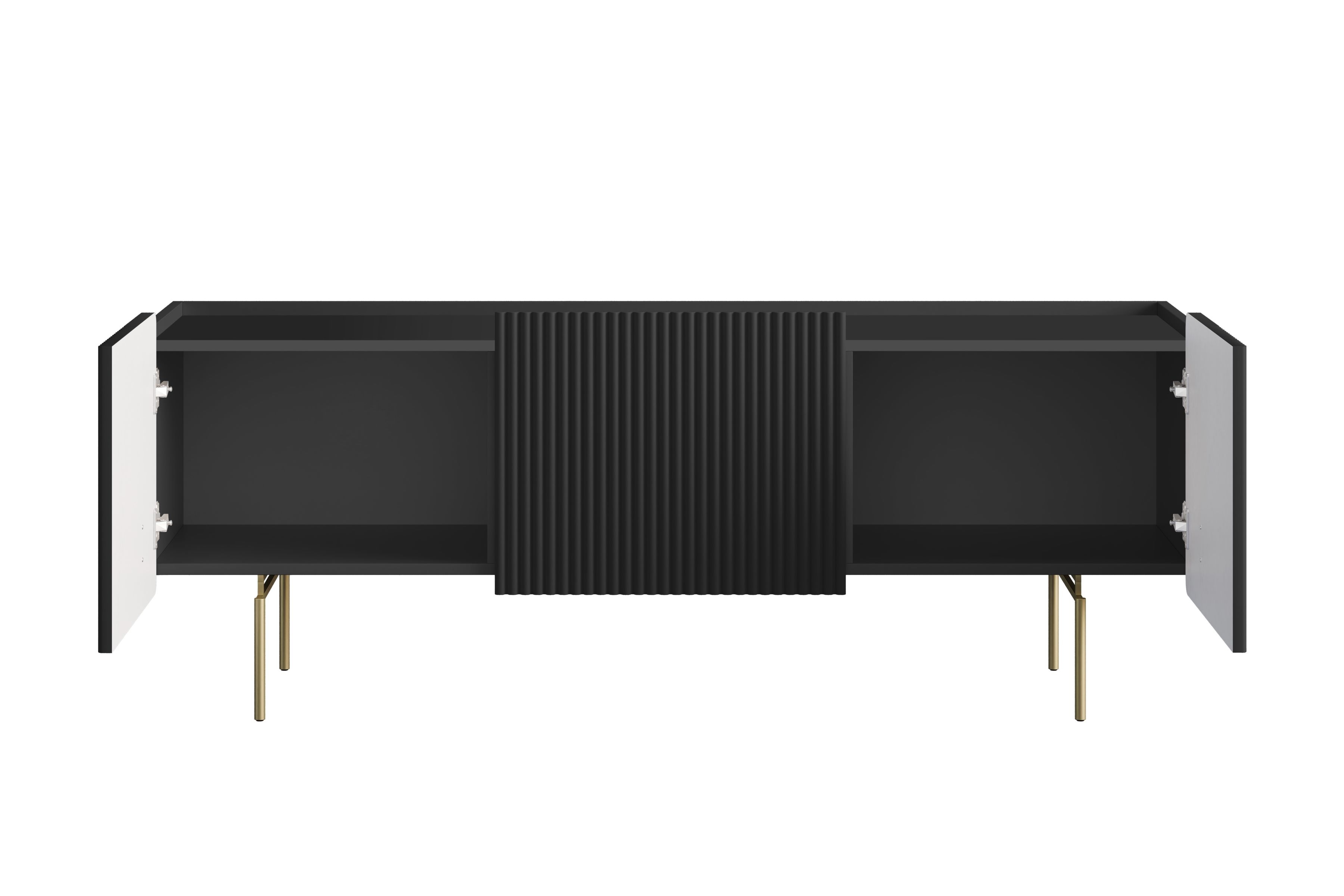 TV stolek Malmi 150 cm - černý mat / zlaté nožky skříňka RTV Malmi 150 cm - černá mat / zlote nozki