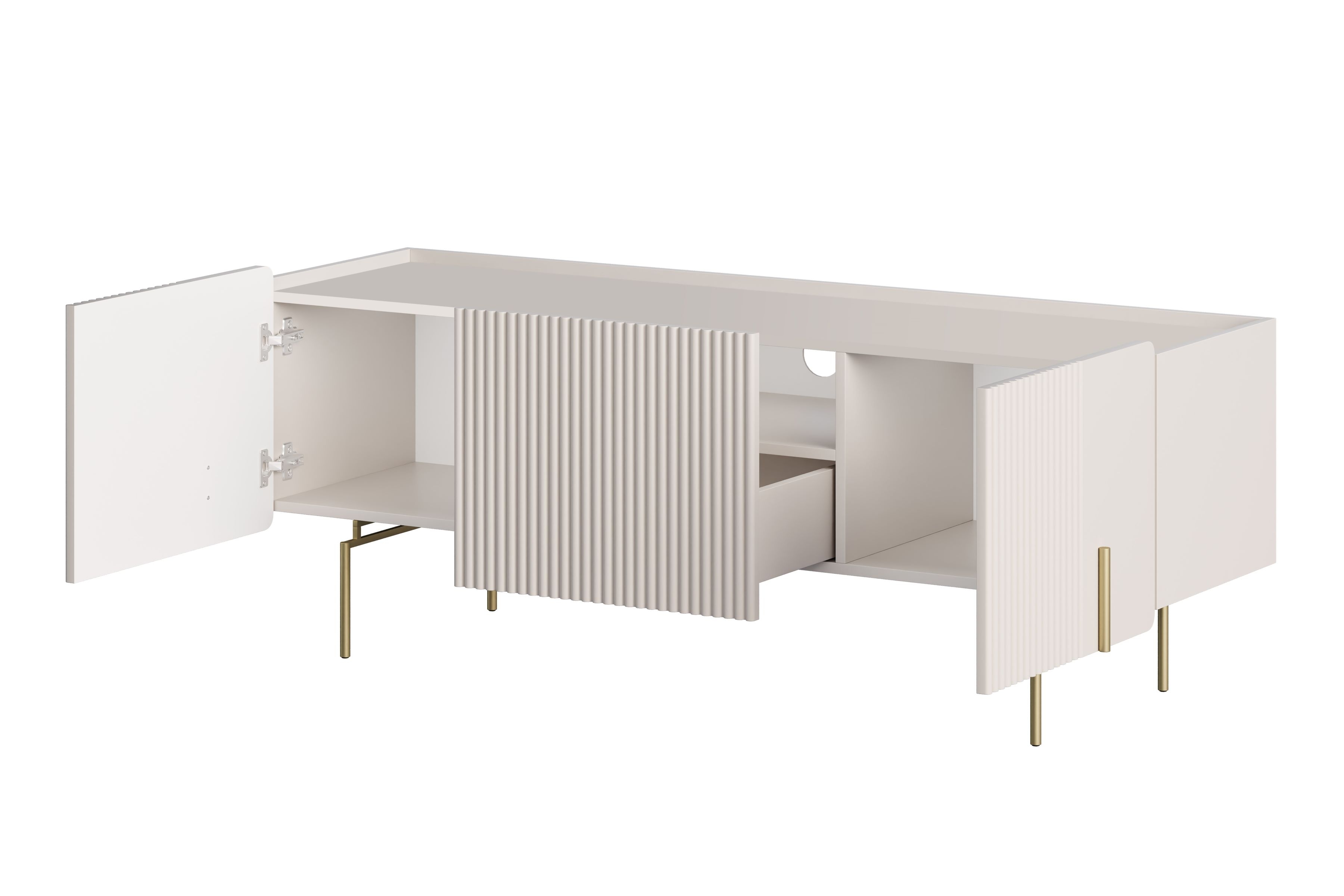 TV stolík Malmi 150 cm - kašmírová / zlatá TV skrinka Malmi 150 cm - kašmír / zlote nozki