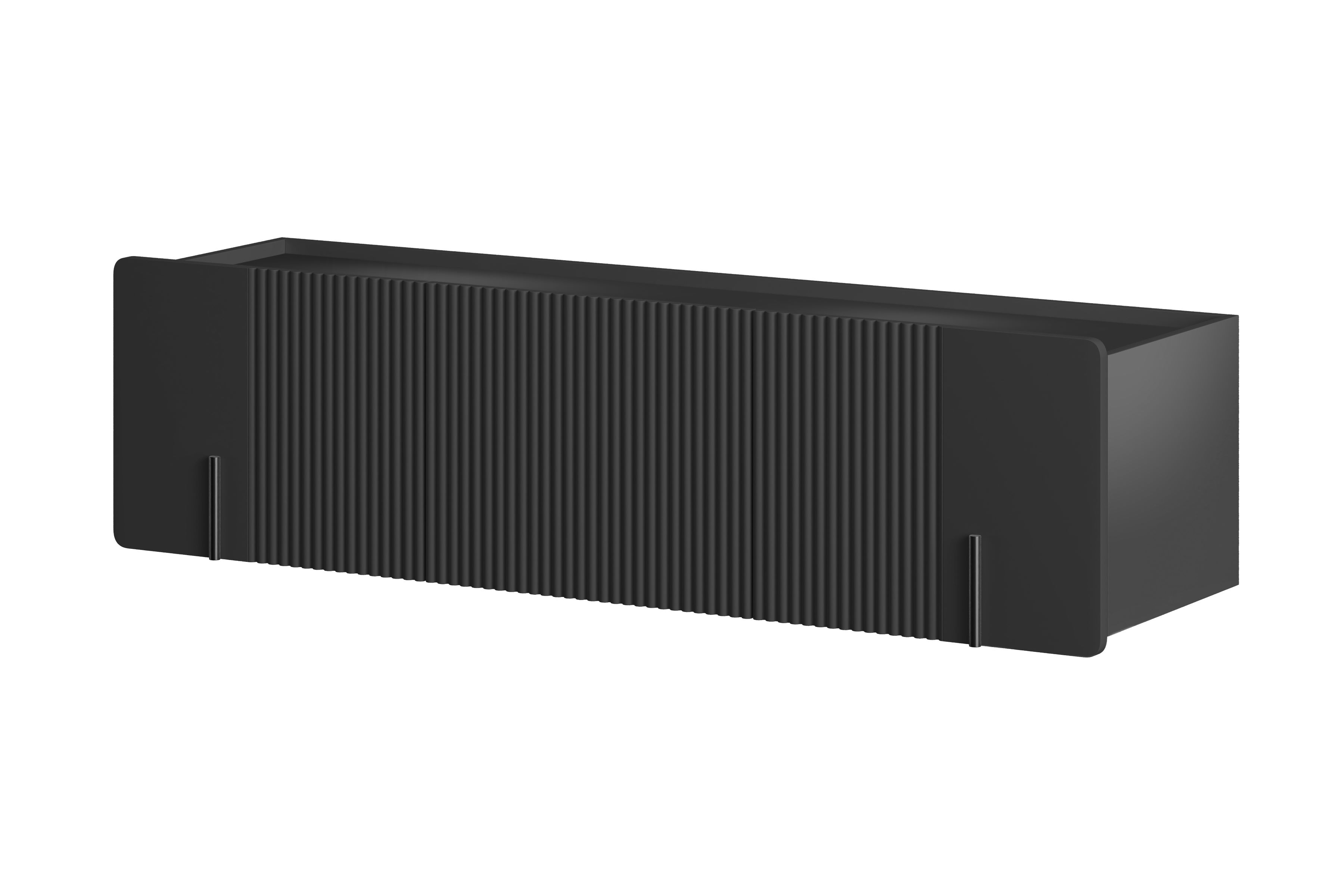 Závěsný TV stolek Malmi 150 cm - černý mat / černá skříňka RTV Malmi 150 cm závěsná - černá mat / černá