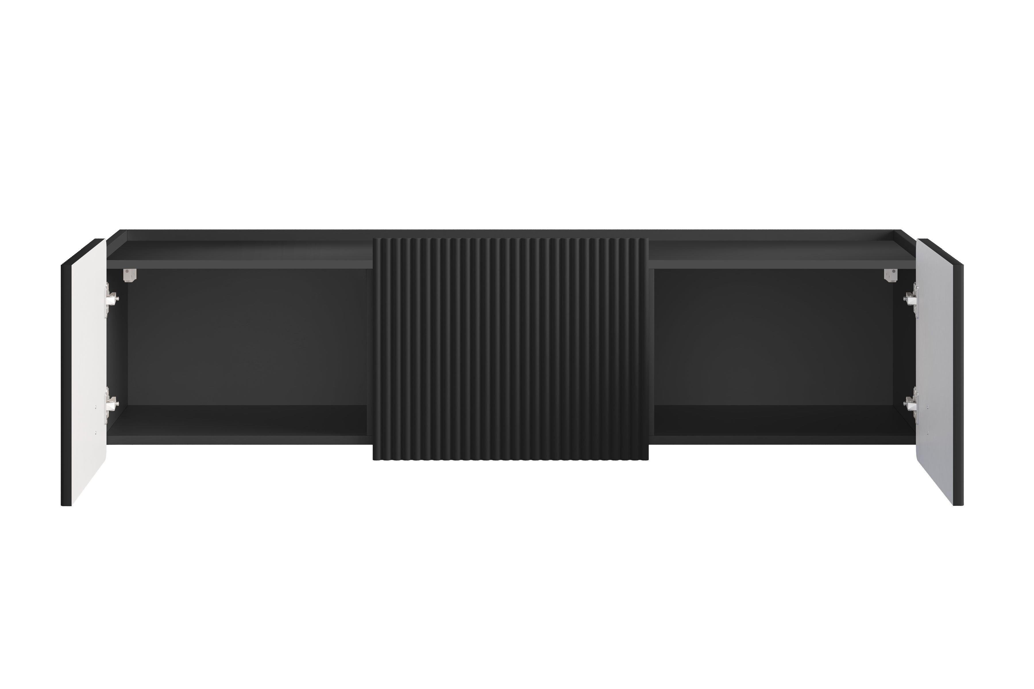 Závěsný TV stolek Malmi 150 cm - černý mat / černá skříňka RTV Malmi 150 cm závěsná - černá mat / černá