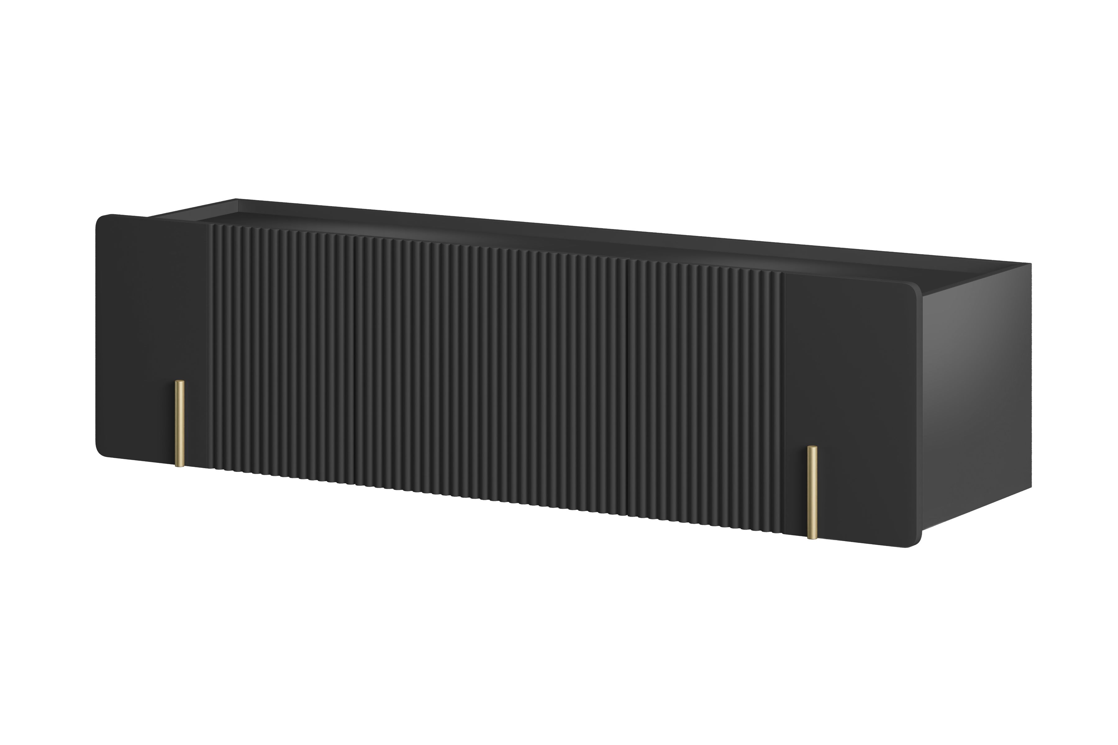 Závěsný TV stolek Malmi 150 cm - černý mat / zlatá skříňka RTV Malmi 150 cm závěsná - černá mat / zlatá