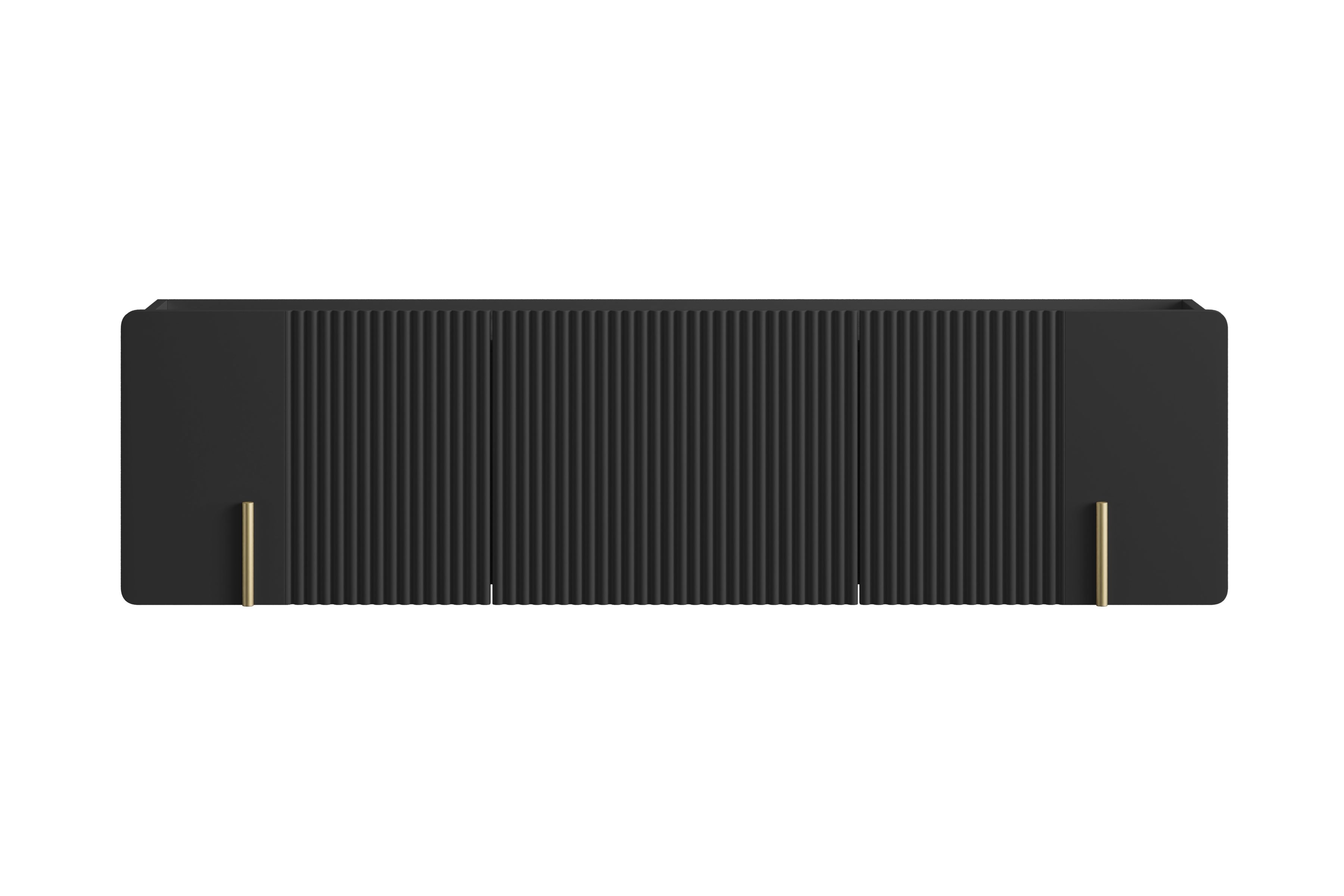 Závěsný TV stolek Malmi 150 cm - černý mat / zlatá skříňka RTV Malmi 150 cm závěsná - černá mat / zlatá