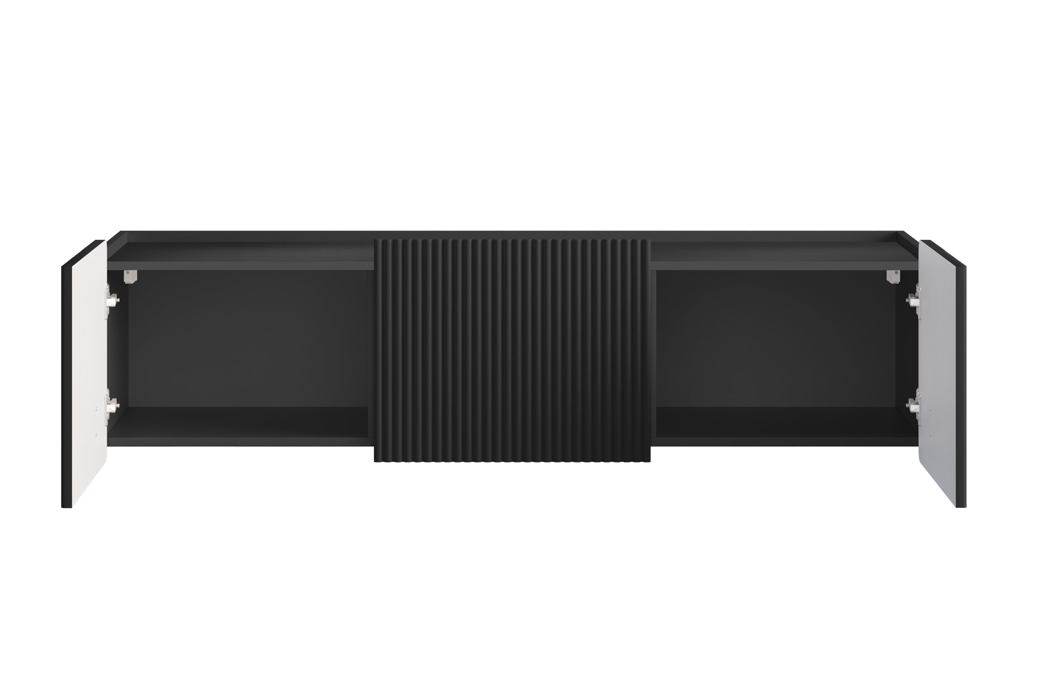 Závěsný TV stolek Malmi 150 cm - černý mat / zlatá skříňka RTV Malmi 150 cm závěsná - černá mat / zlatá