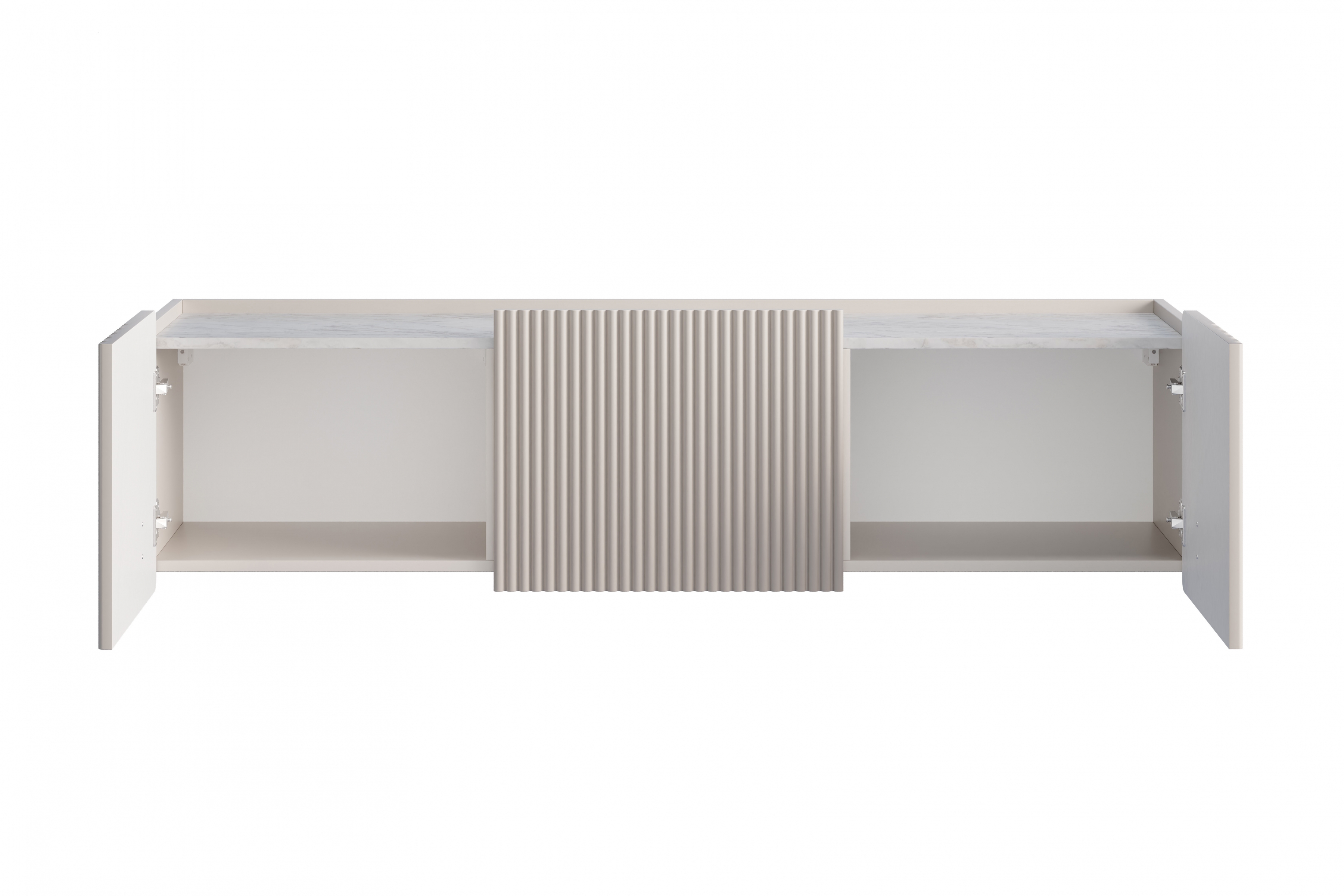 Závesný TV stolík Malmi 150 cm - kašmírová / crema bianca / čierna TV skrinka Malmi 150 cm závesná - kašmír / crema bianca / Čierny