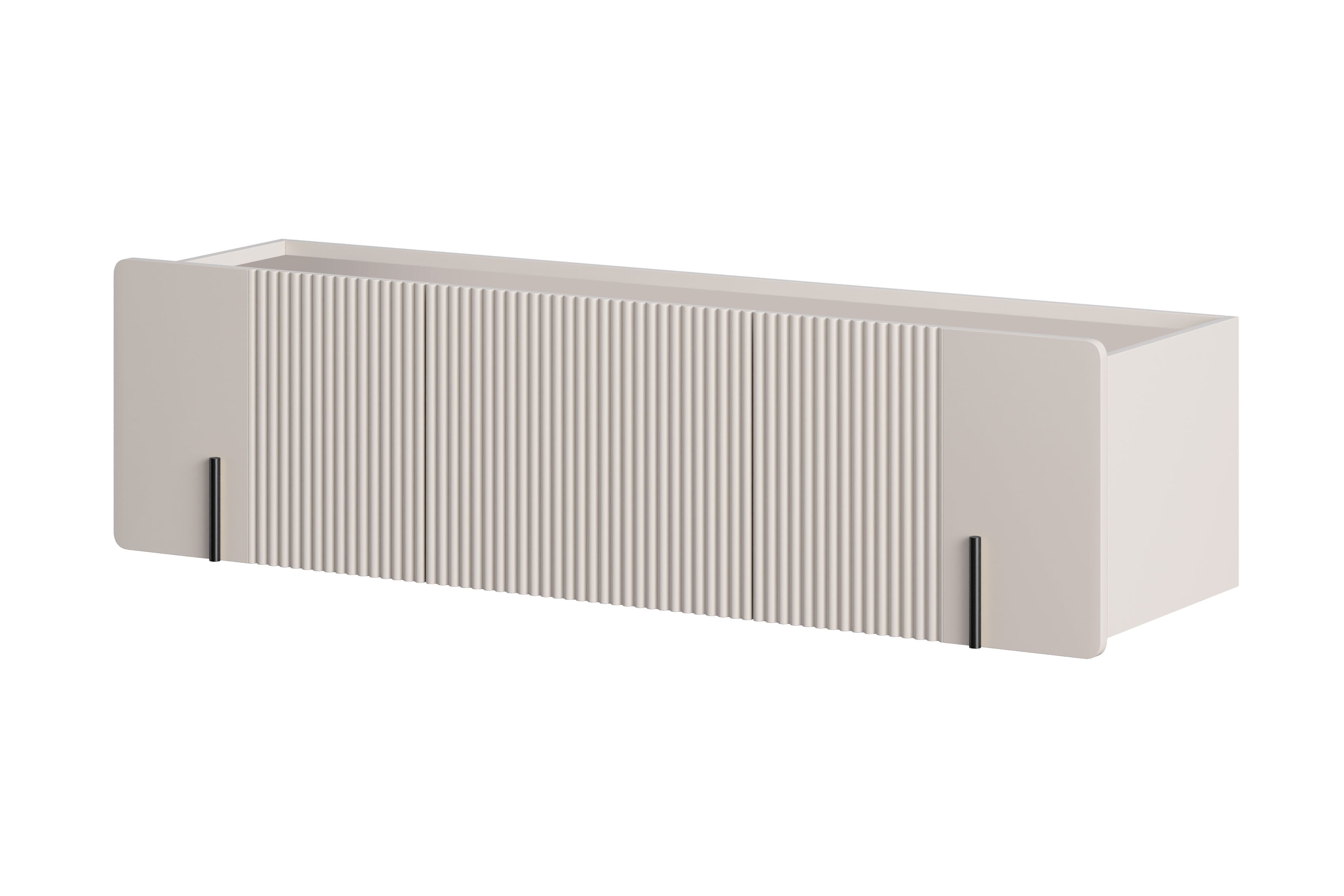 Závěsný TV stolek Malmi 150 cm - kašmírová / černá skříňka RTV Malmi 150 cm závěsná - kašmír / černá