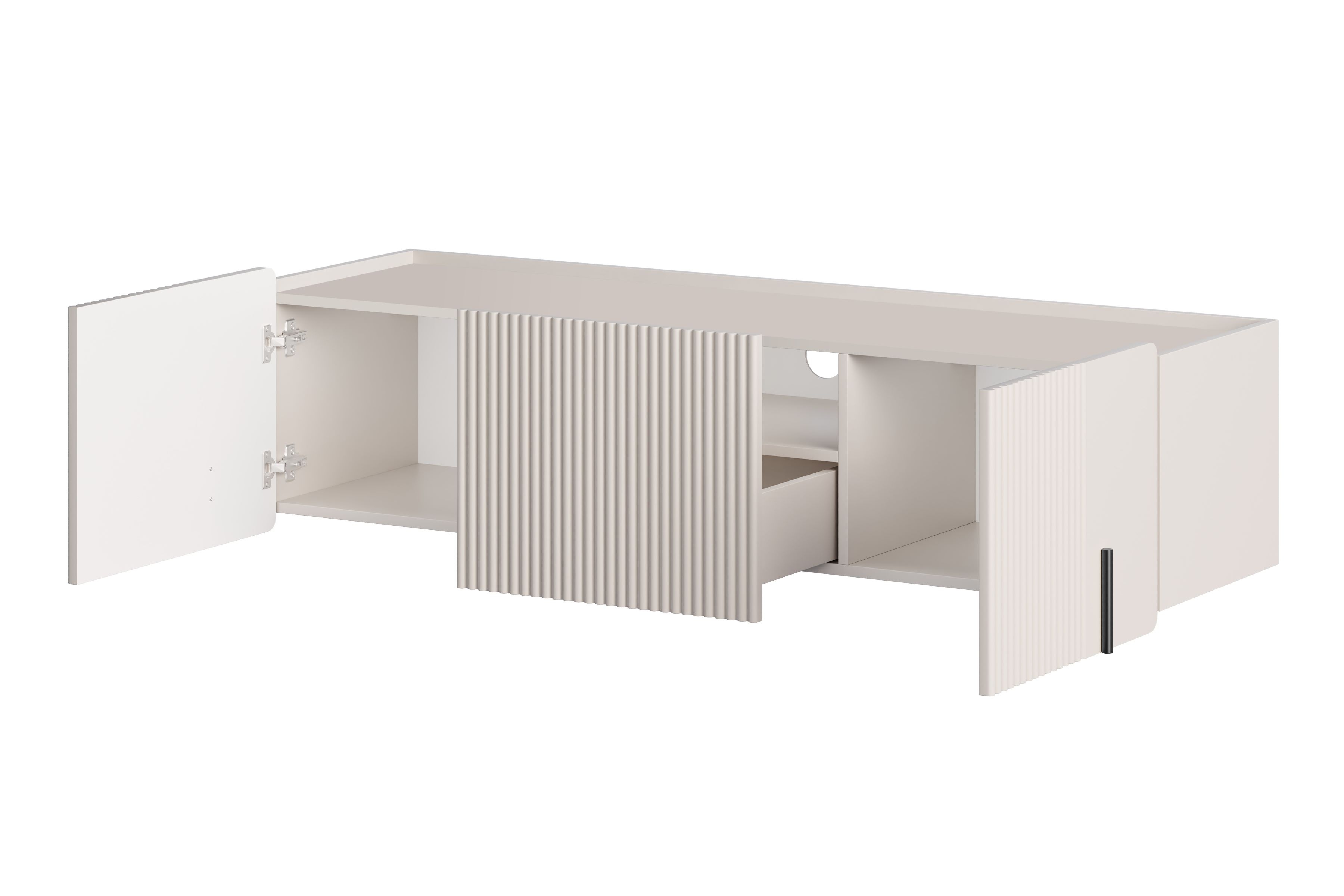 Závěsný TV stolek Malmi 150 cm - kašmírová / černá skříňka RTV Malmi 150 cm závěsná - kašmír / černá