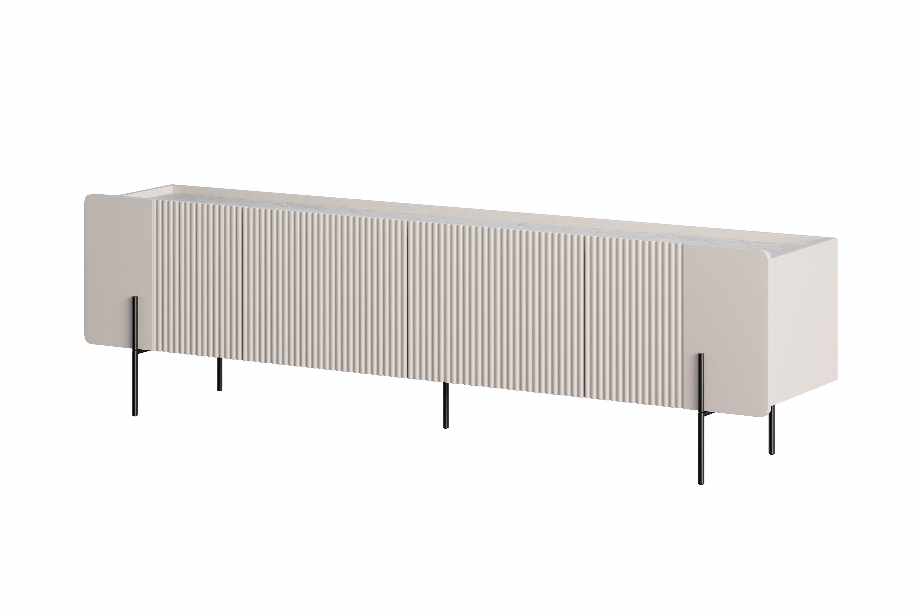 TV stolík Malmi 200 cm - kašmírová / crema bianca / čierna TV skrinka Malmi 200 cm - kašmír / crema bianca / čierny nozki