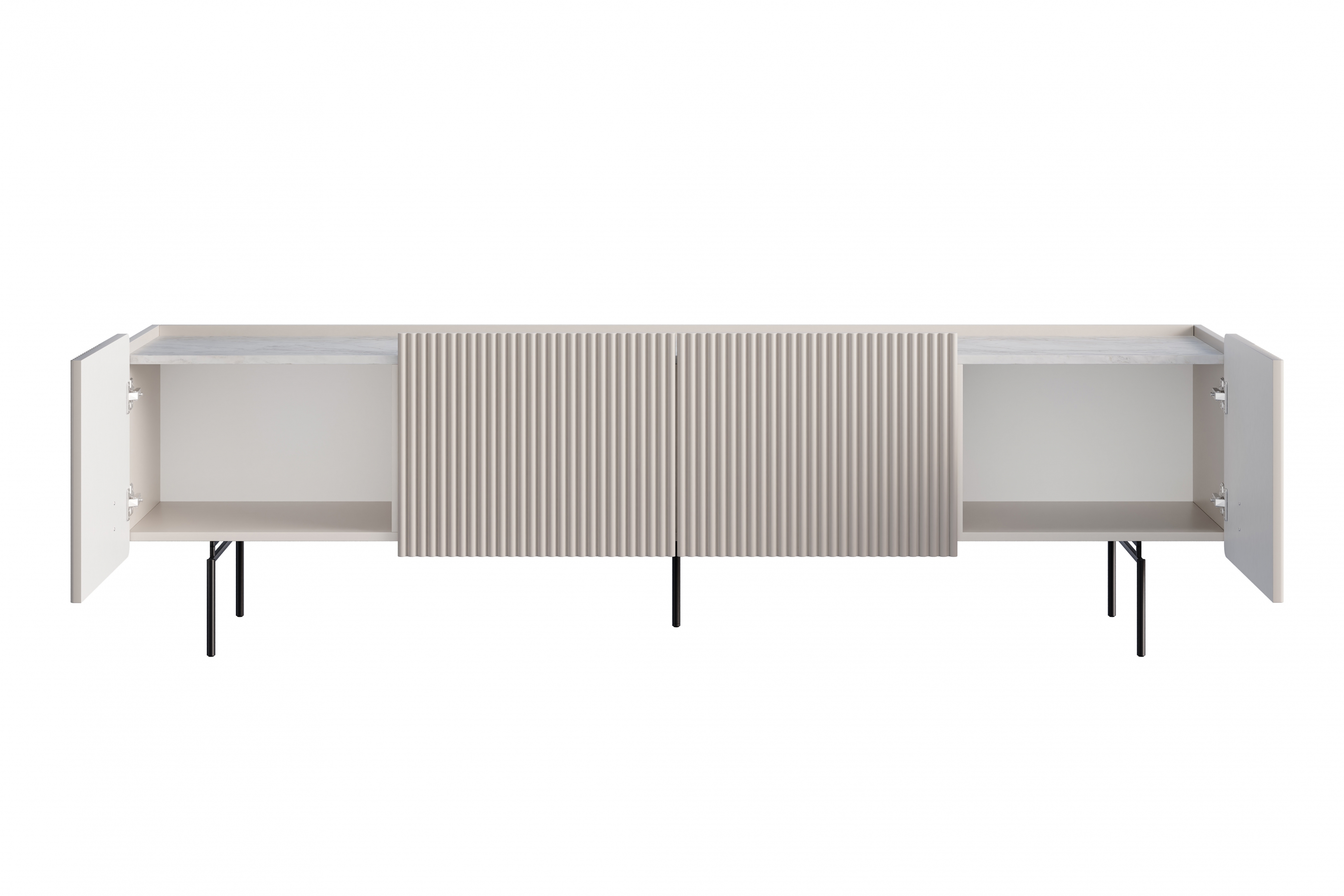 TV stolík Malmi 200 cm - kašmírová / crema bianca / čierna TV skrinka Malmi 200 cm - kašmír / crema bianca / čierny nozki