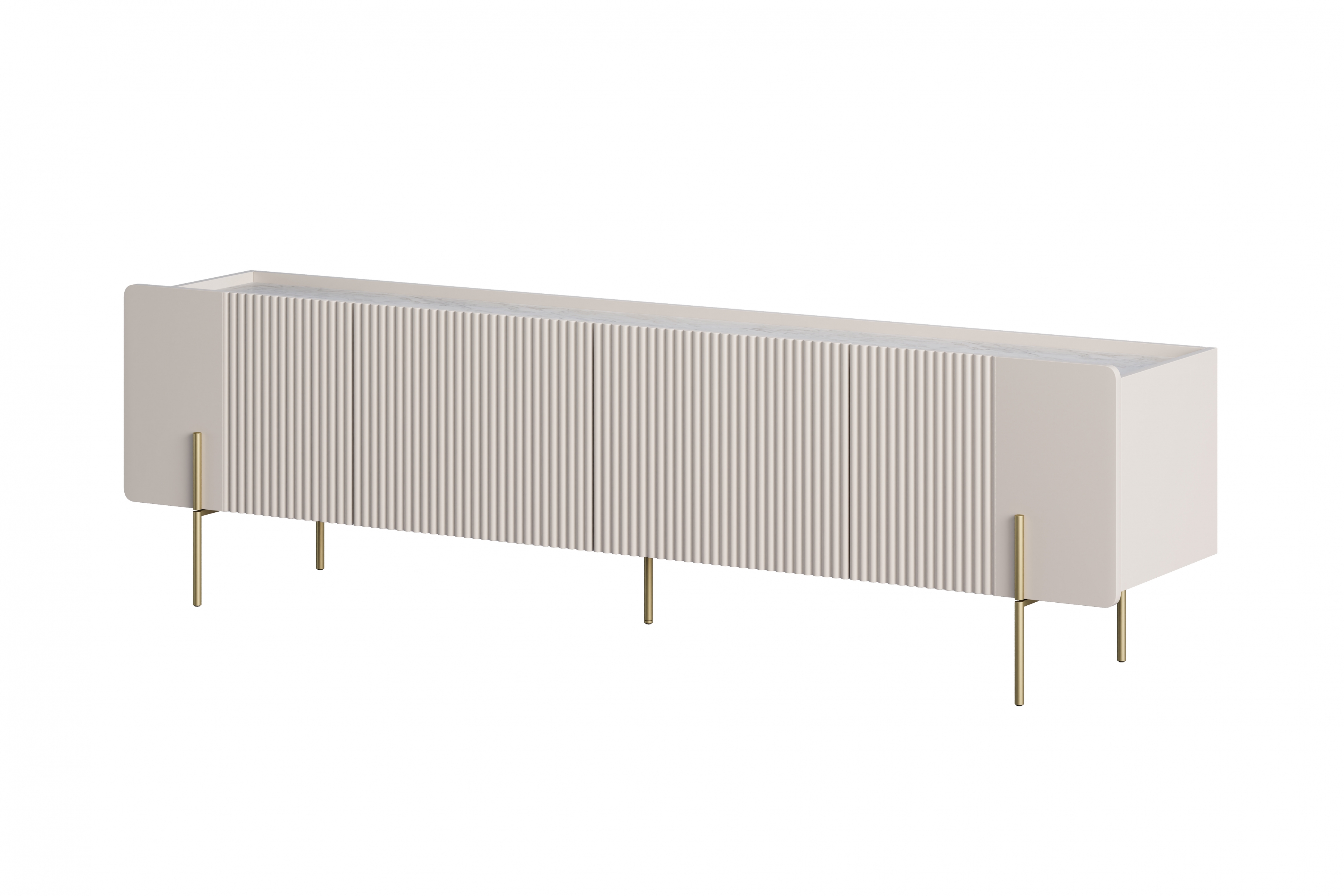 TV stolek Malmi 200 cm - kašmírový / crema bianca / zlaté nožky skříňka RTV Malmi 200 cm - kašmír / crema bianca / zlote nozki