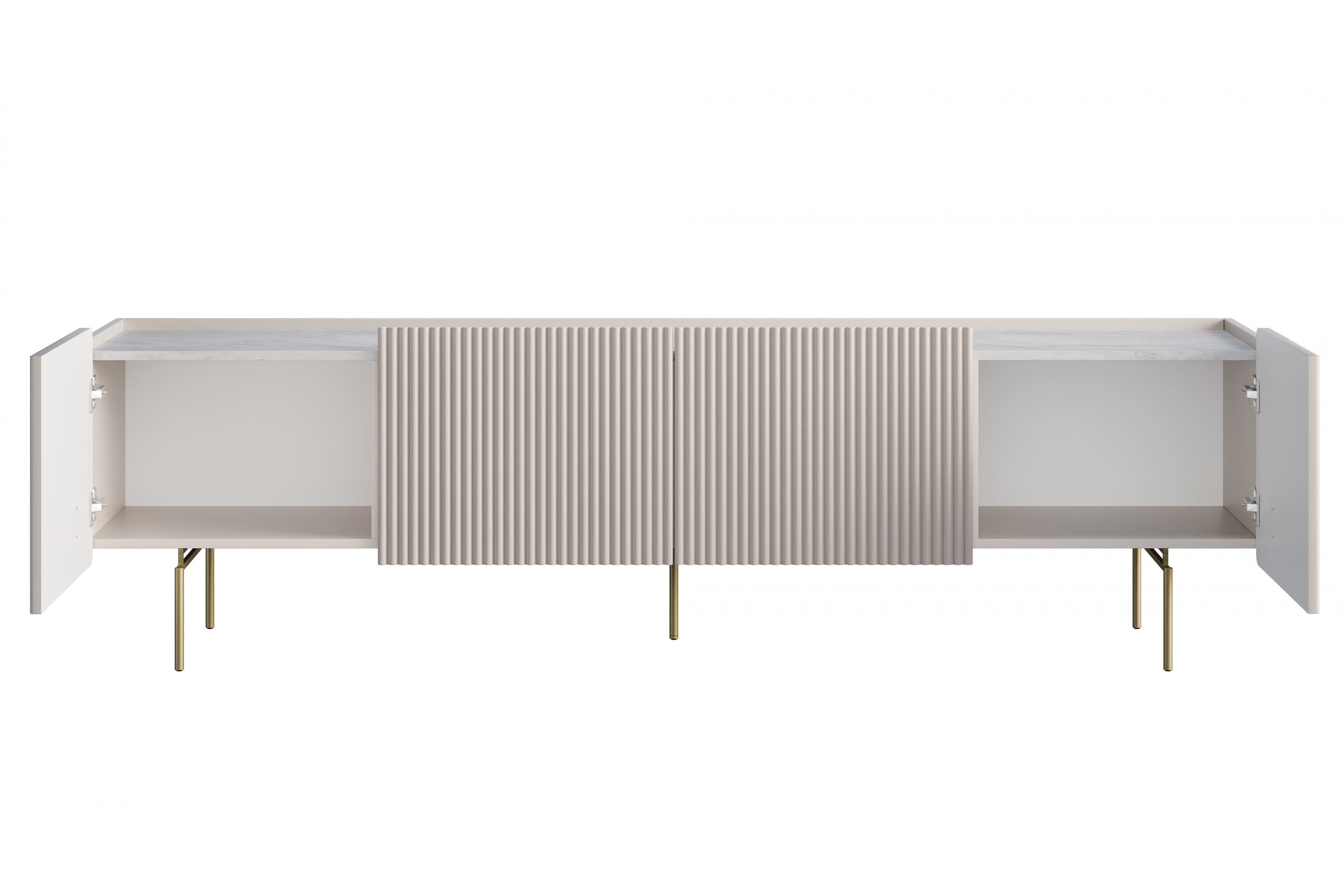 TV stolek Malmi 200 cm - kašmírový / crema bianca / zlaté nožky skříňka RTV Malmi 200 cm - kašmír / crema bianca / zlote nozki