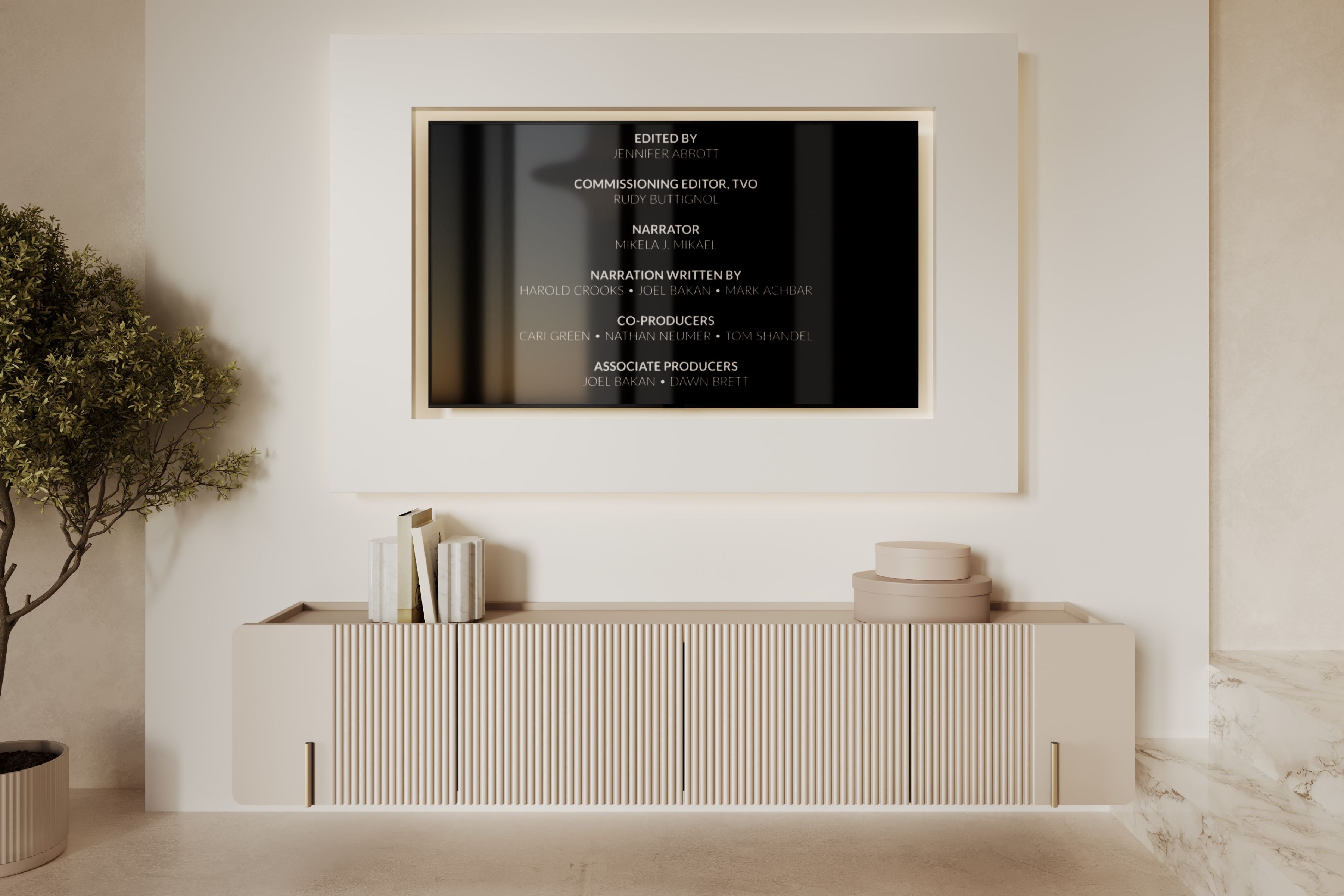 Závěsný TV stolek Malmi 200 cm - kašmírová / zlatá skříňka RTV Malmi 200 cm závěsná - kašmír / zlatá