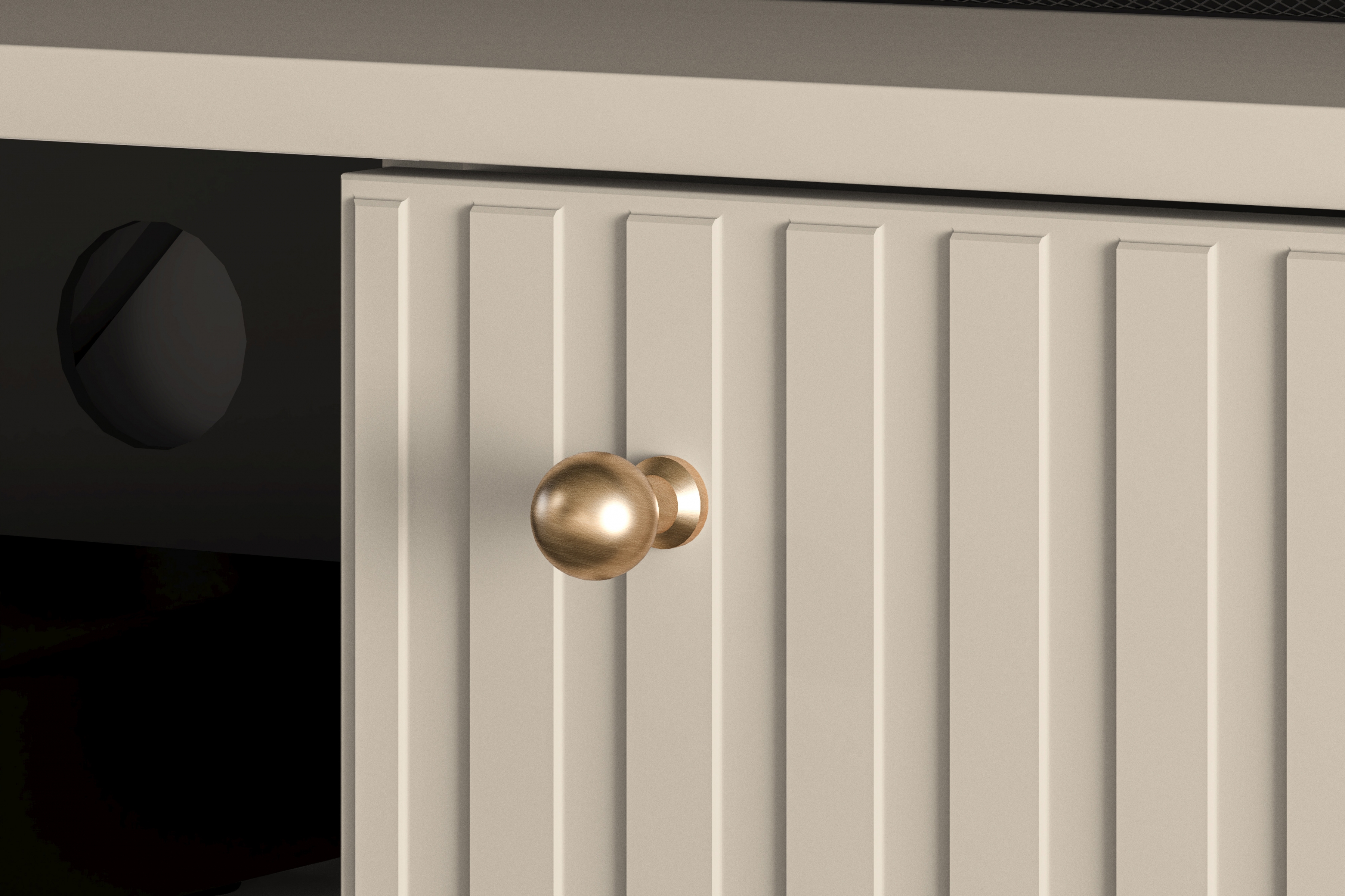 TV stolek Jamuzi 160 cm - kašmírová / černé nožky Skříňka RTV na kovových nohách Jamuzi 06 - 160 cm - kašmír / černá nozki