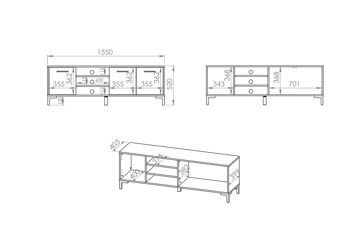 TV stolek Klarso 20 155 cm - dub artisan / police Skříňka do obývacího pokoje