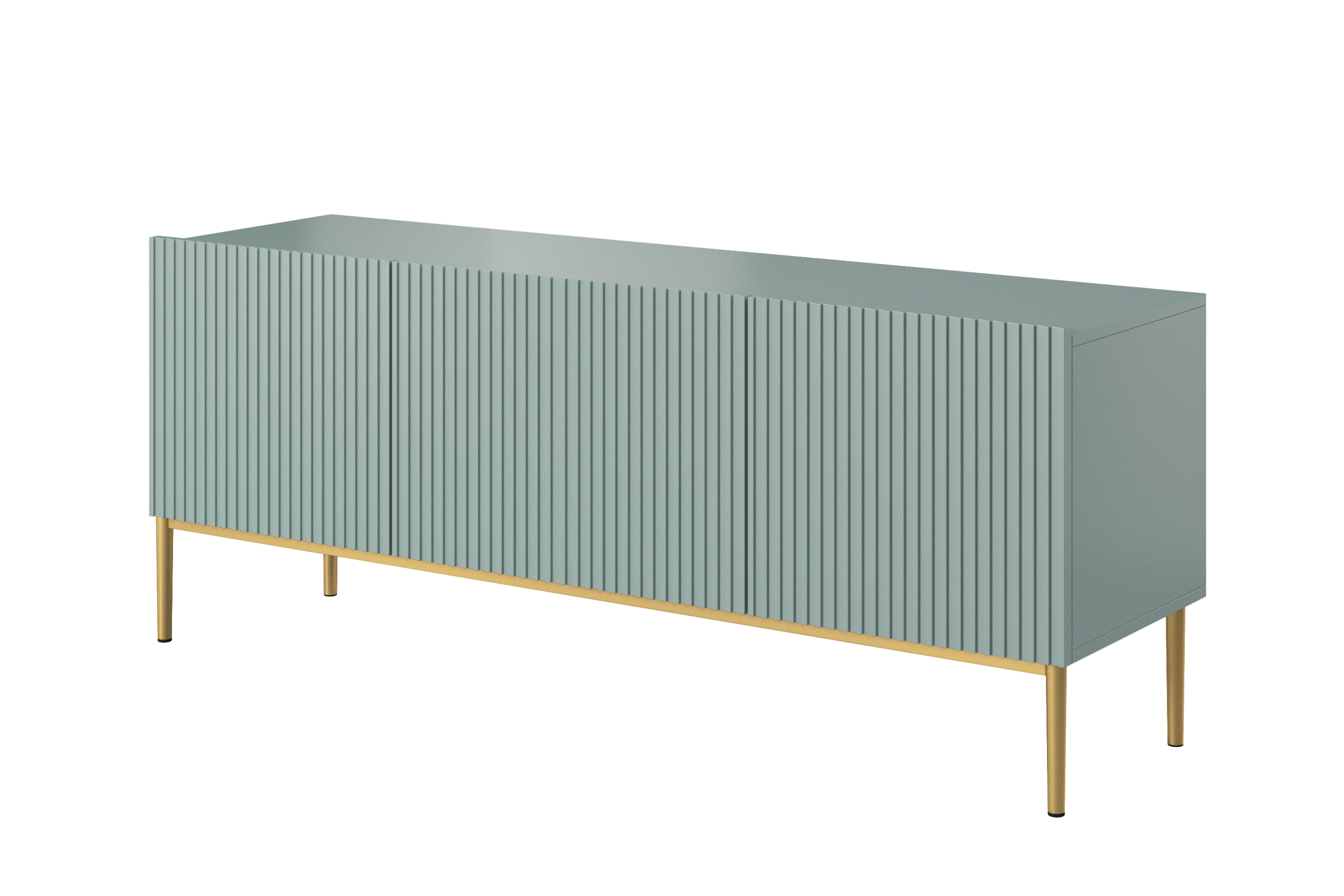 TV stolík Nicole 150 cm - šalviová / zlaté nožičky TV skrinka Nicole 150 cm na kovových nohách z szuflada - szalwia / zlote nozki