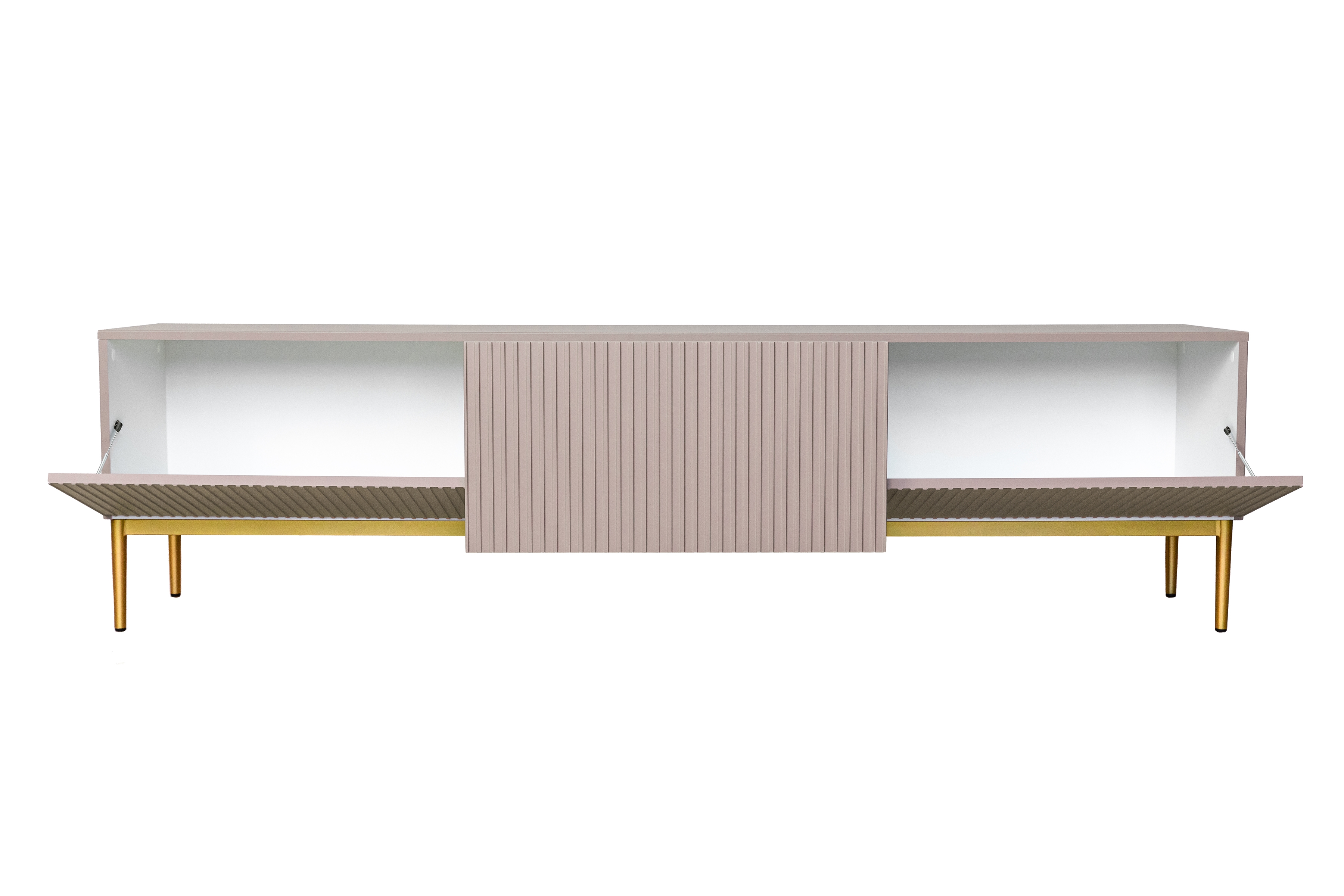 TV skrinka Nicole 200 cm na kovových nohách z šuflíkom - antická ružová / zlaté nožičky - Koncovka Série TV skrinka Nicole z szuflada i metalowymi nogami - antický Ružová MDF / zlote nozki