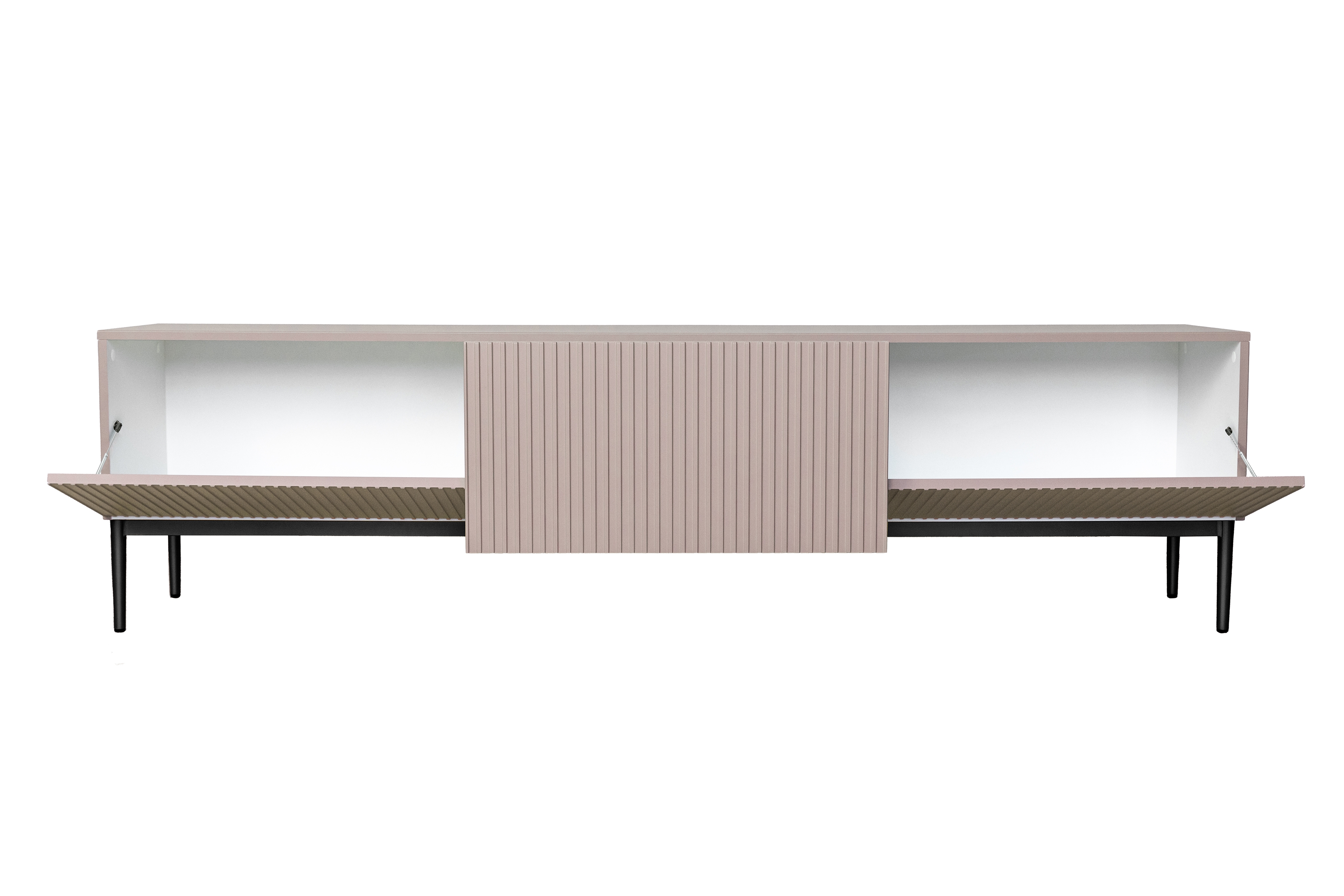 TV skříňka Nicole 200 cm - antická růžová / černé nožky Skříňka RTV Nicole z szuflada i metalowymi nogami 200 cm - antický Růžová / černá nozki