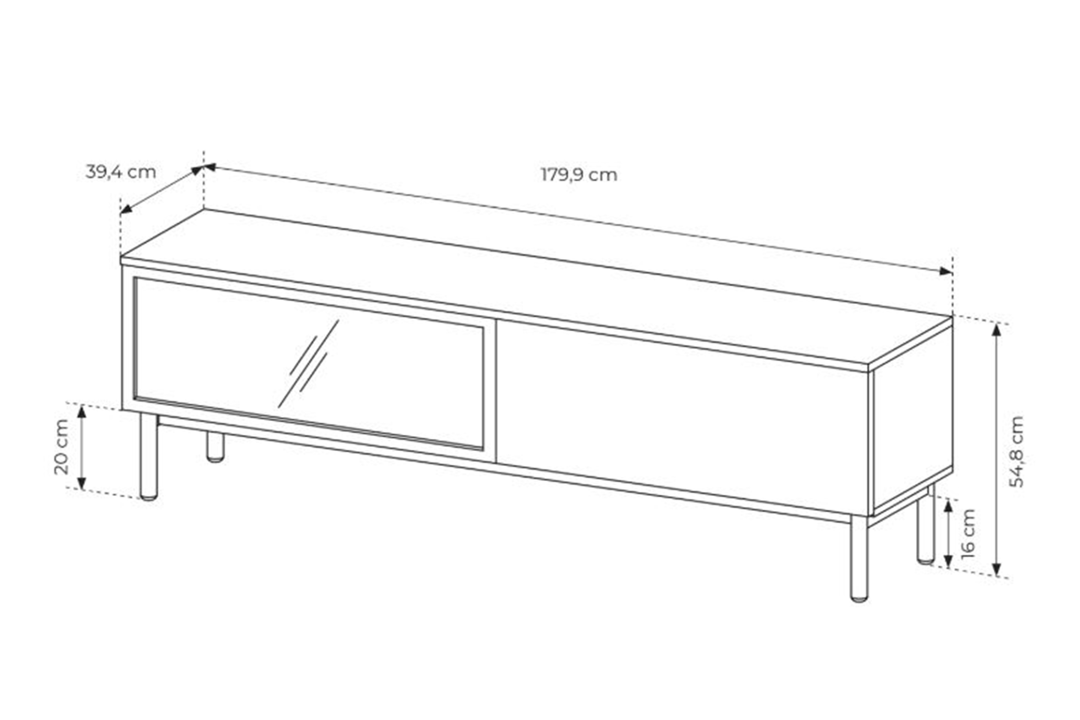 TV stolek Noro 180 cm s LED osvětlením - dub evoke / černá skříňka RTV Noro 180 cm s osvětlením LED - dub evoke / černá