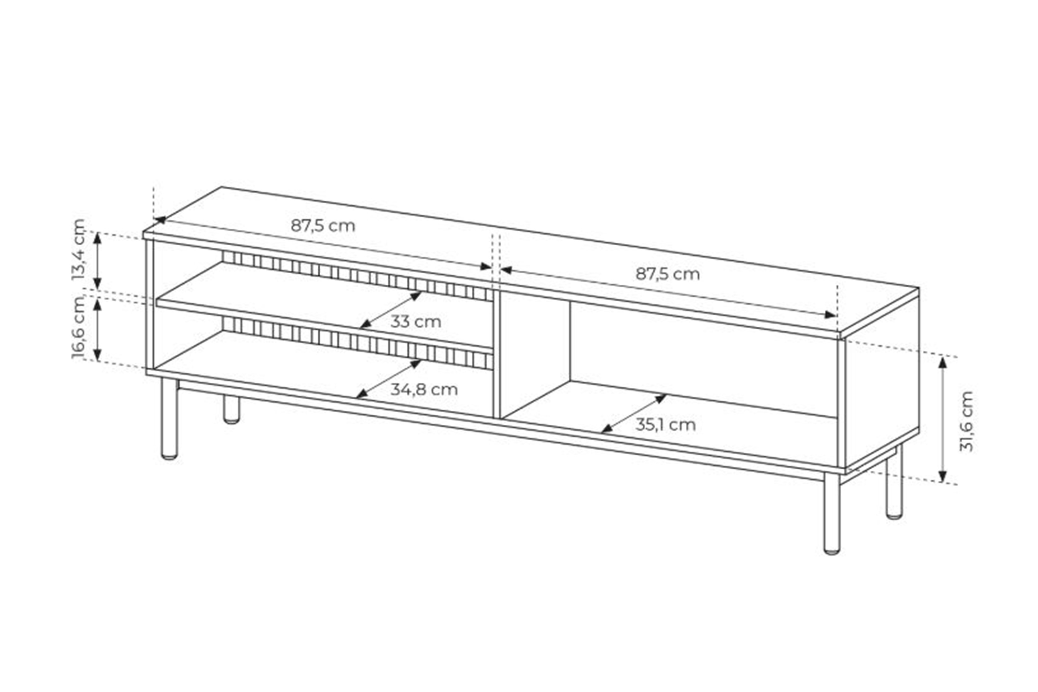 TV stolek Noro 180 cm s LED osvětlením - dub evoke / černá skříňka RTV Noro 180 cm s osvětlením LED - dub evoke / černá