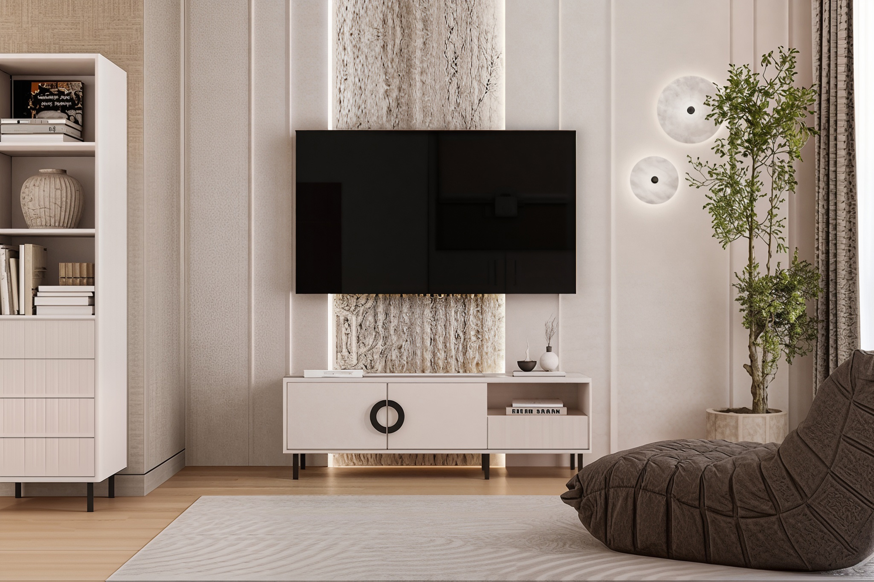 TV stolík Nubo 150 cm - kašmír / čierne nožičky TV skrinka Nubo 150 cm - kašmír / Čierny