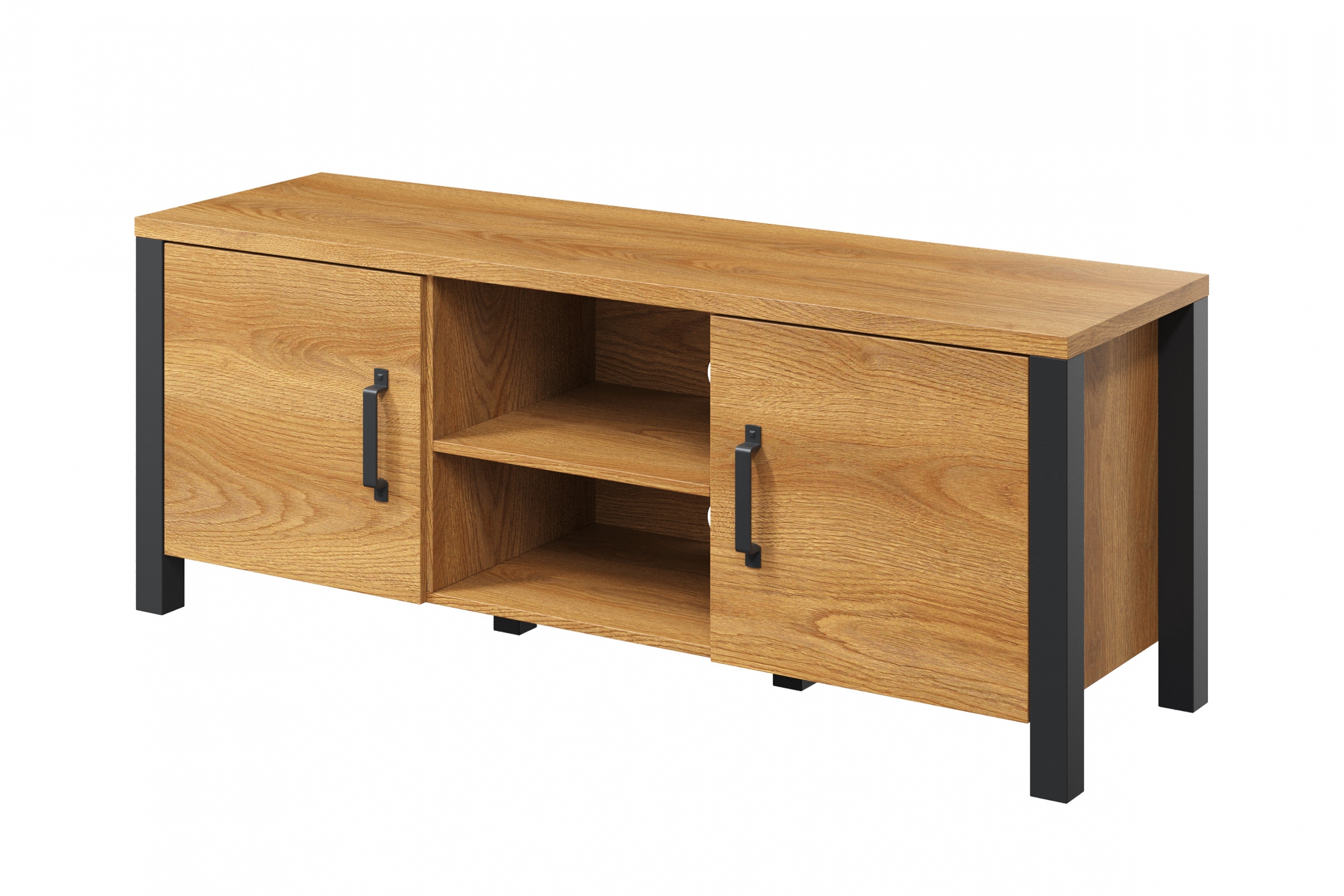 TV skrinka Olin 41 147 cm z wnekami - Dub karmel / Čierny supermat - ponuka Limitowana TV skrinka Olin 41 147 cm z wnekami - Dub karmel / Čierny supermat