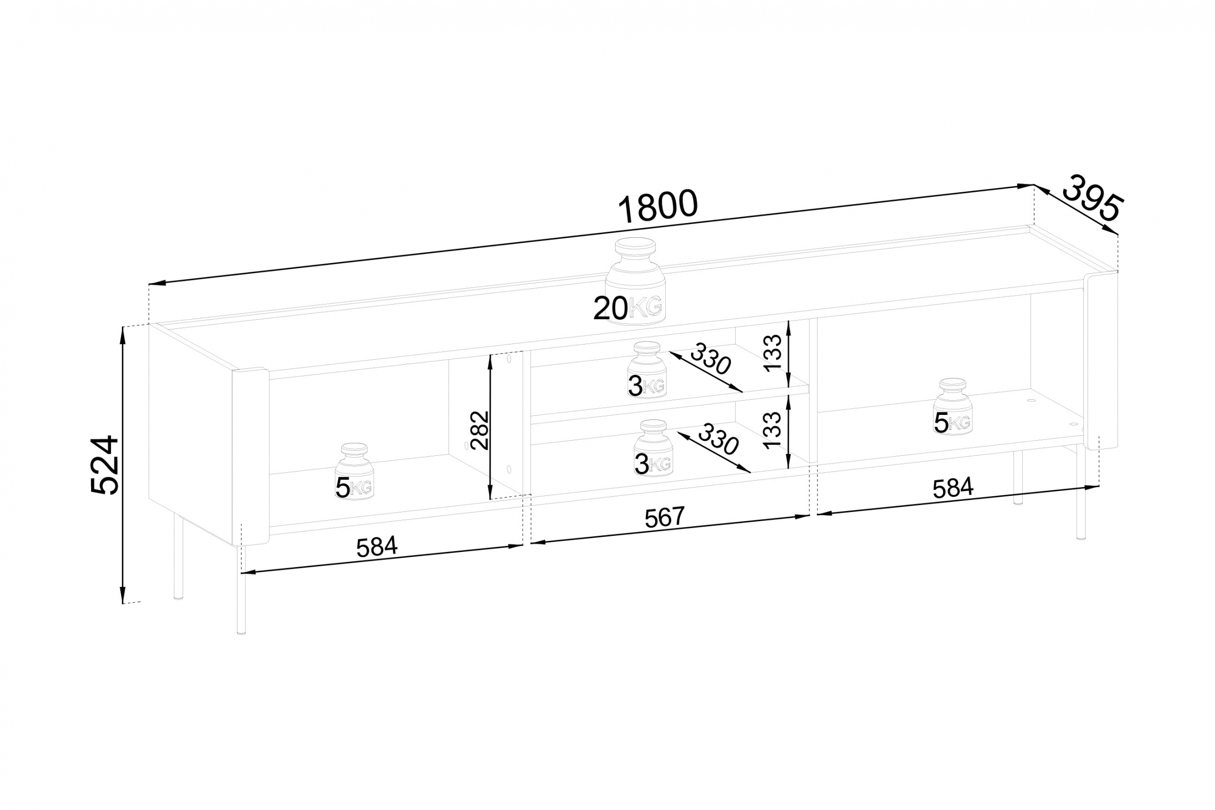 RTV skříňka Pelavo 180 cm - kašmír / ořech warmia skříňka RTV Pelavo 180 cm - kašmír / ořech warmia
