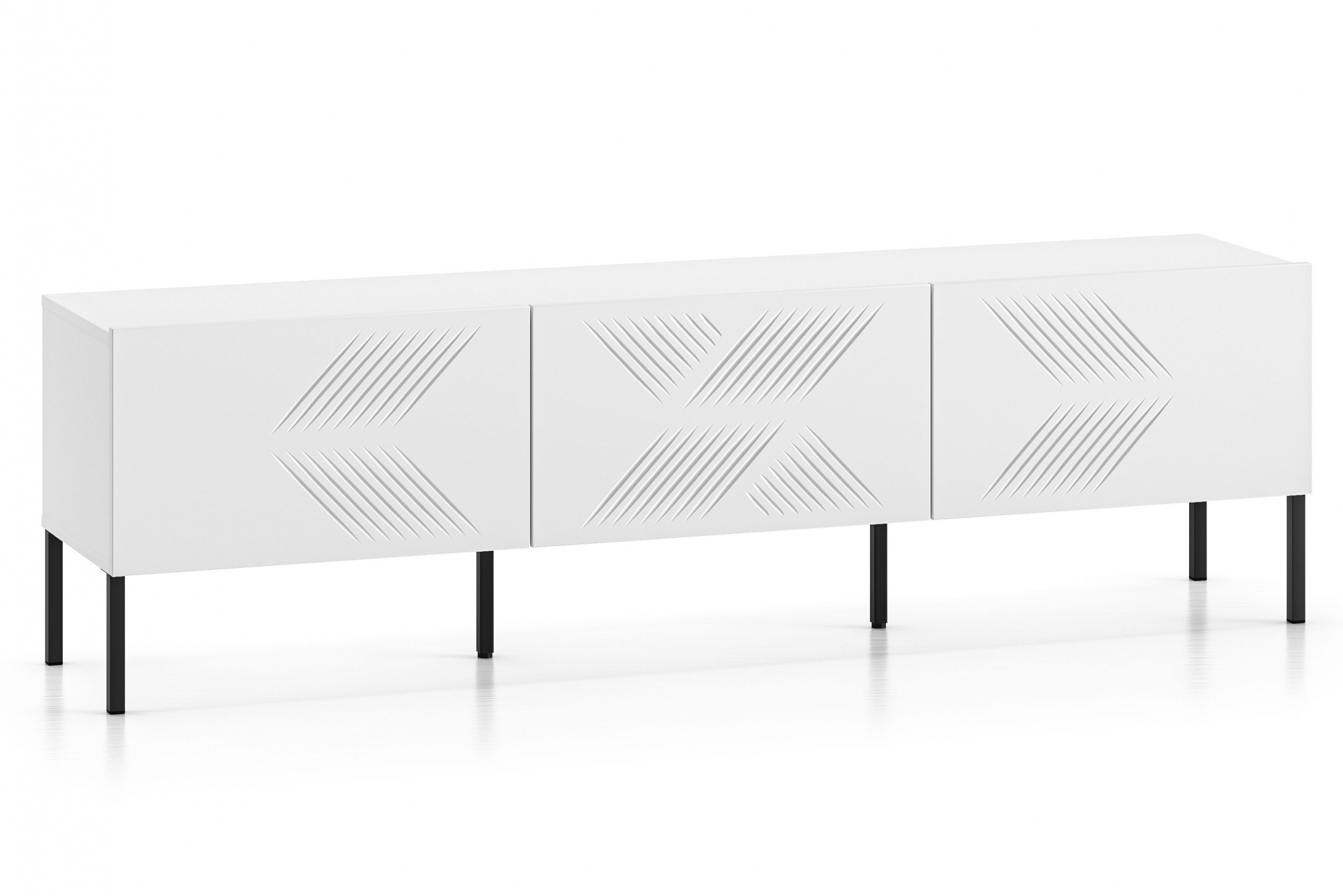 TV stolek Pingli 170 cm - bílý mat / černé nožky Skříňka RTV Pingli 04 - 170 cm - Bílý mat / černé Nohy