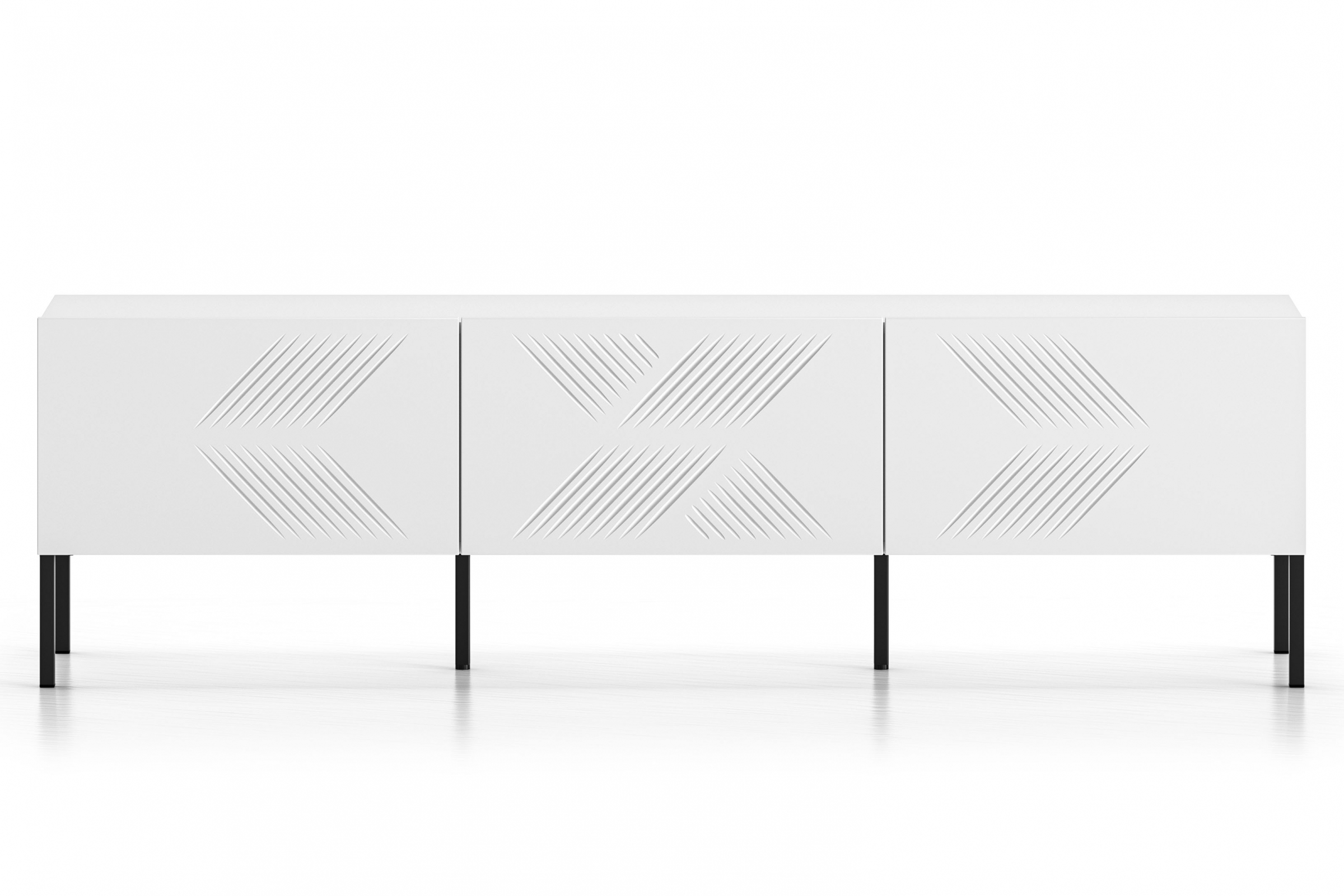 TV stolek Pingli 170 cm - bílý mat / černé nožky Skříňka RTV Pingli 04 - 170 cm - Bílý mat / černé Nohy