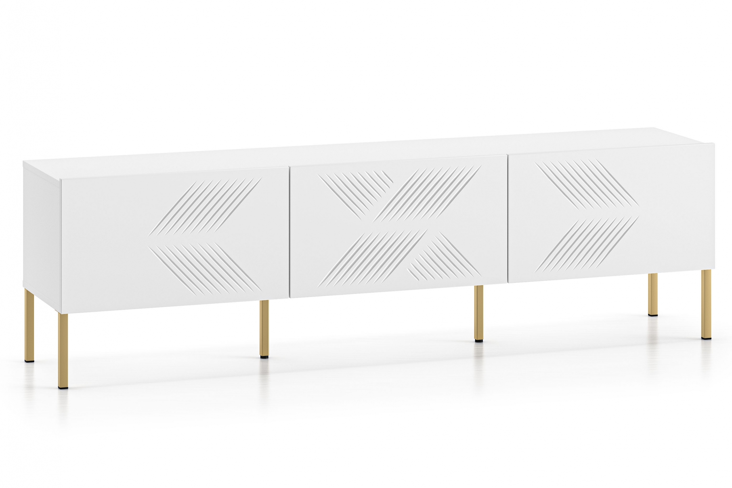 TV stolík Pingli 04 - 170 cm - biely mat / zlaté Nohy TV skrinka Pingli 04 - 170 cm - biely mat / zlote Nohy