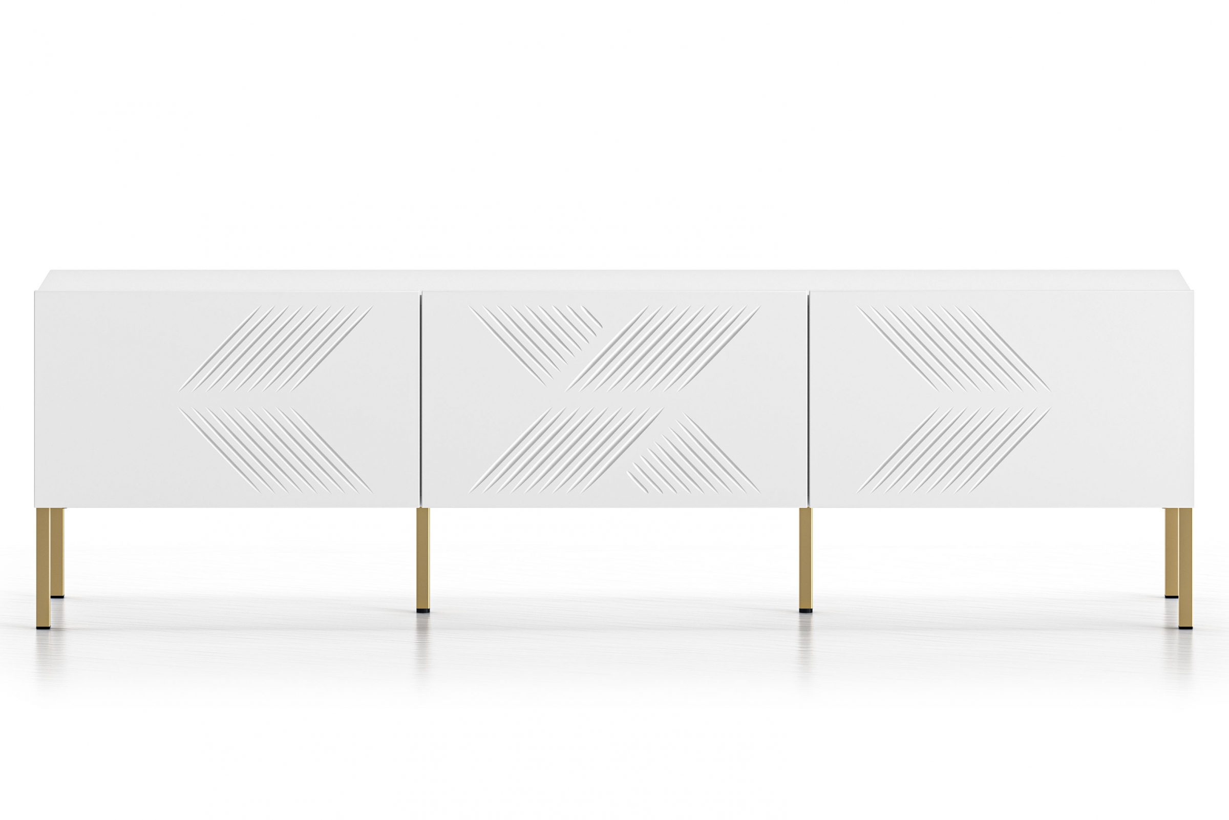 TV stolík Pingli 04 - 170 cm - biely mat / zlaté Nohy TV skrinka Pingli 04 - 170 cm - biely mat / zlote Nohy