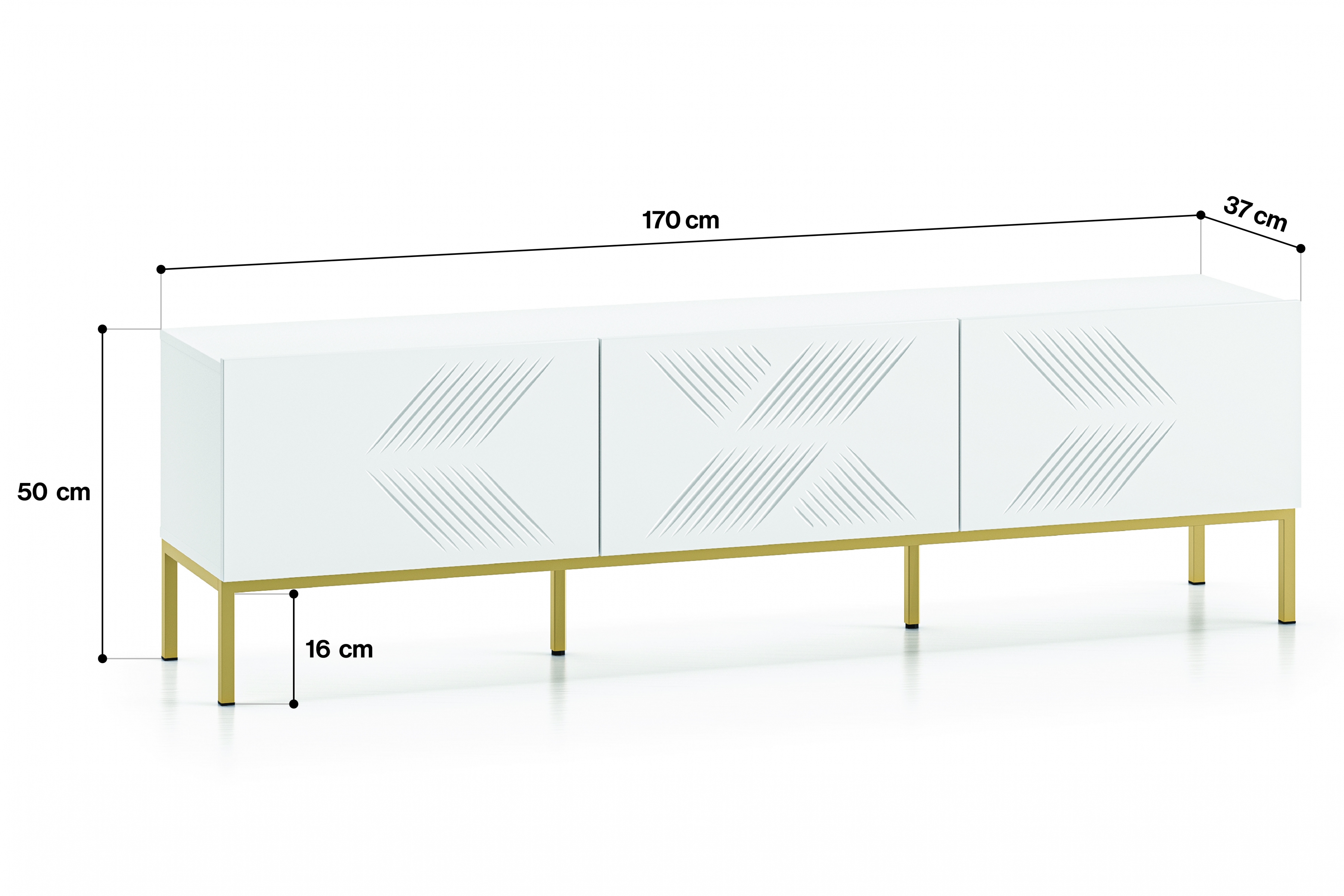 TV stolík Pingli 04 - 170 cm - biely mat / Žltý Rošt TV skrinka Pingli 04 - 170 cm - biely mat / Žltý Rošt