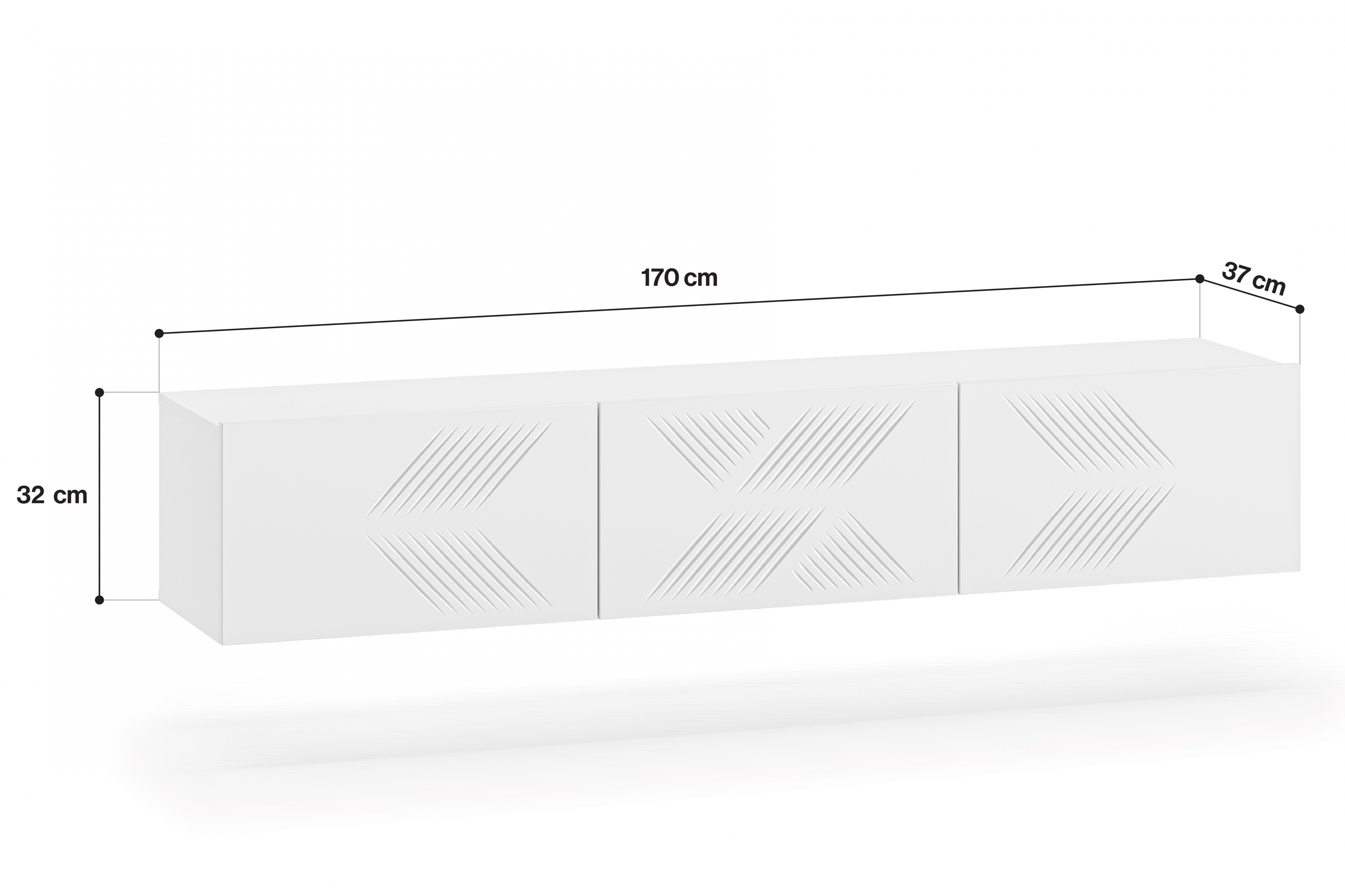 Závěsný TV stolek Pingli 170 cm - bílý mat Skříňka RTV Pingli 04 závěsná 170 cm - Bílý mat