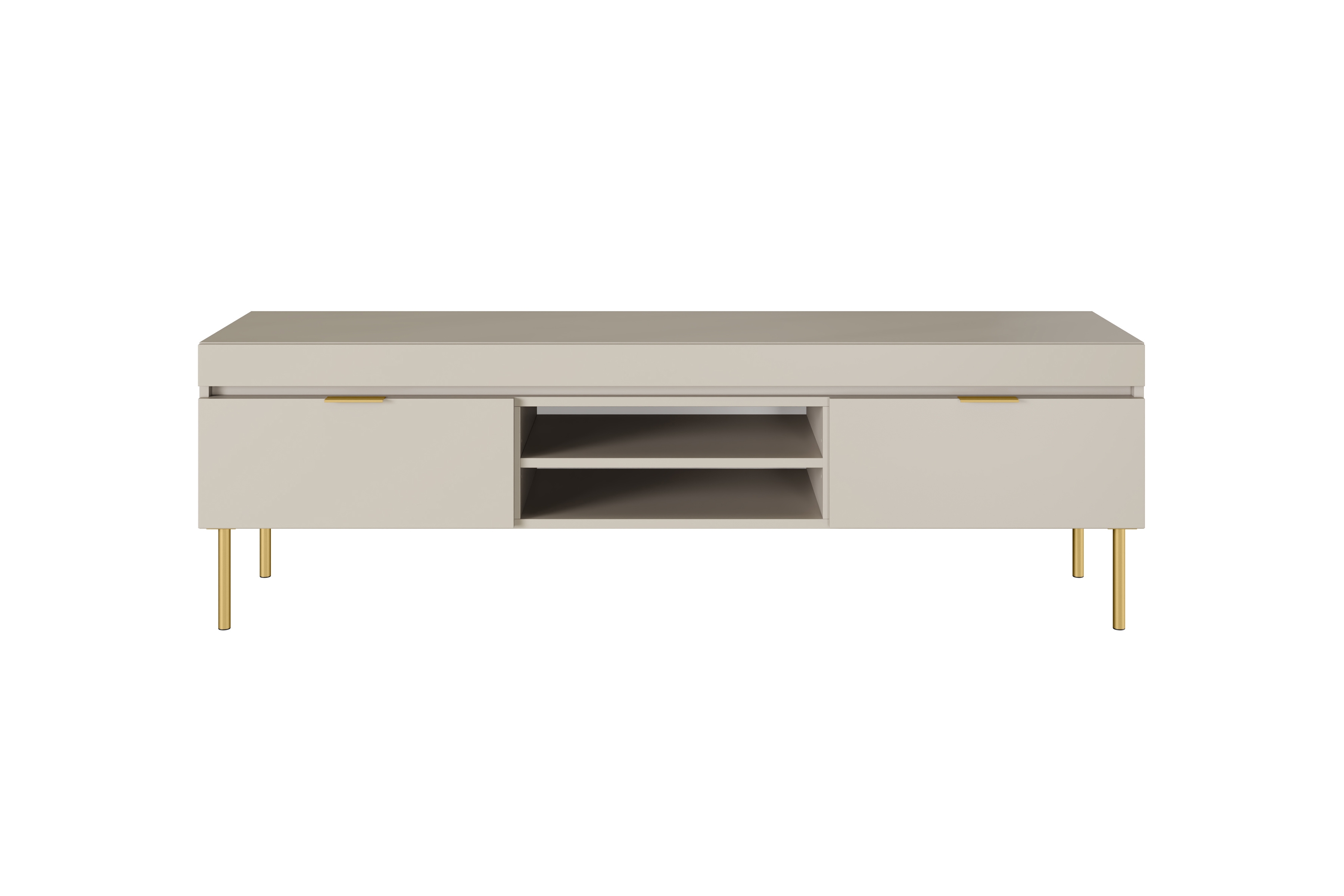 TV stolík Sentia 157 cm s 2 otvorenými policami - kašmírová / zlatá TV skrinka Sentia 157 na kovových nohách - kszamir / zlaté 