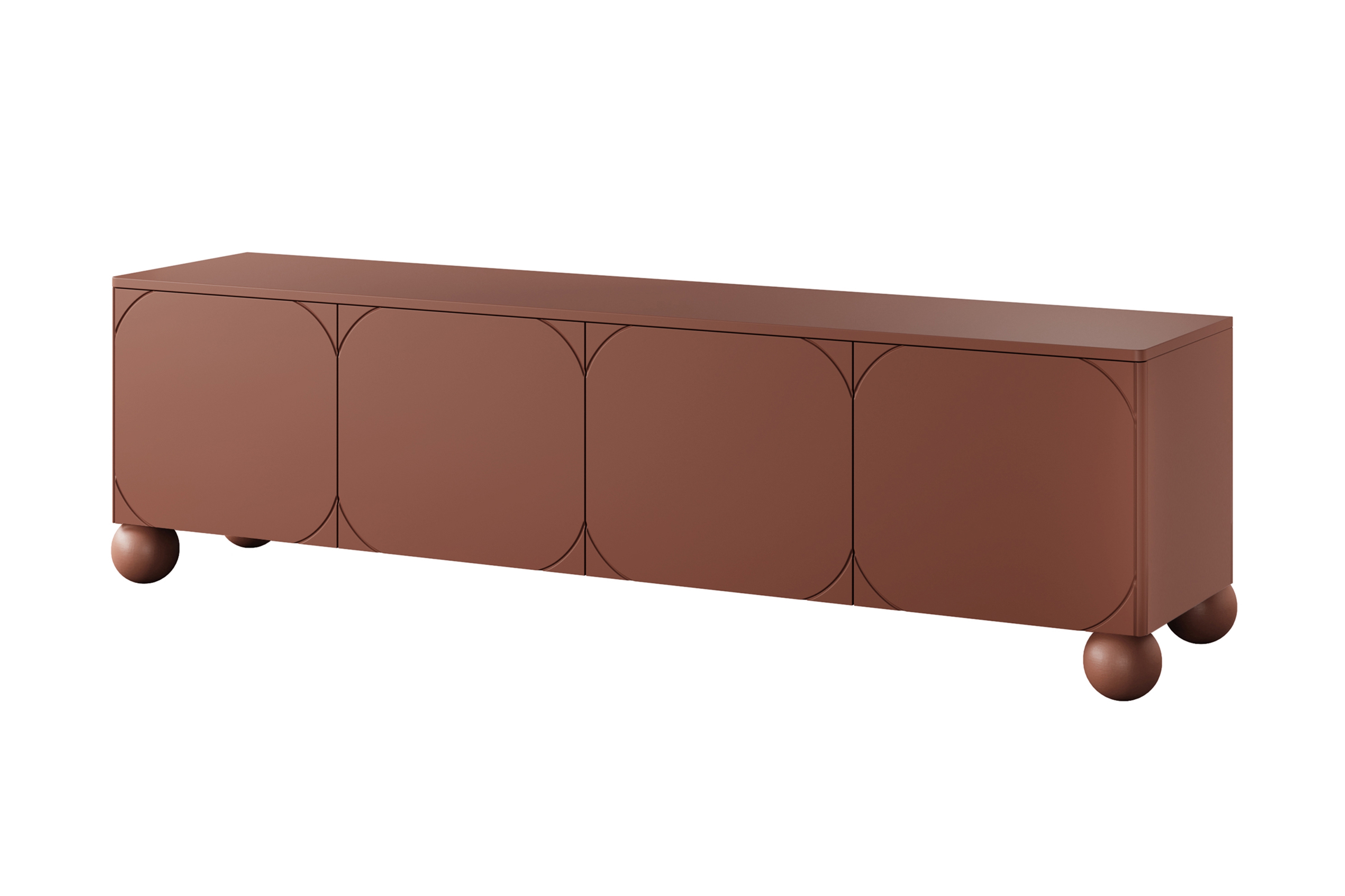 TV skrinka Sonatia II 200 cm štvordverová na guľatých nohách - bordová TV skrinka Sonatia II 200 cm štvordverová na nogach kulach - burgund