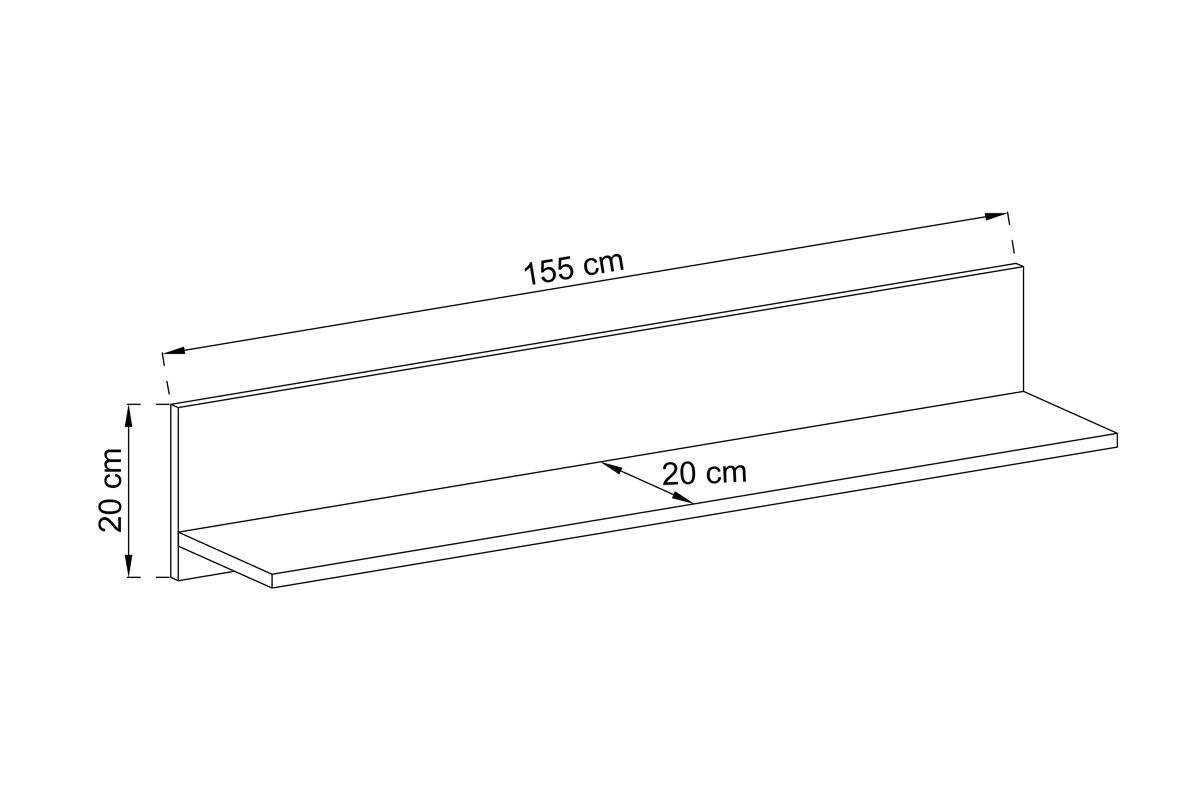 Komoda TV s policou Favi - dub riviera Polica závesná Favi - Rozmery