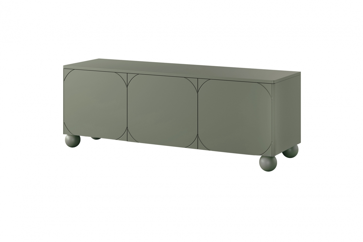 TV stolek Sonatia II 150 cm na kulovitých nožkách - olivový skříňka rtv třídveřová