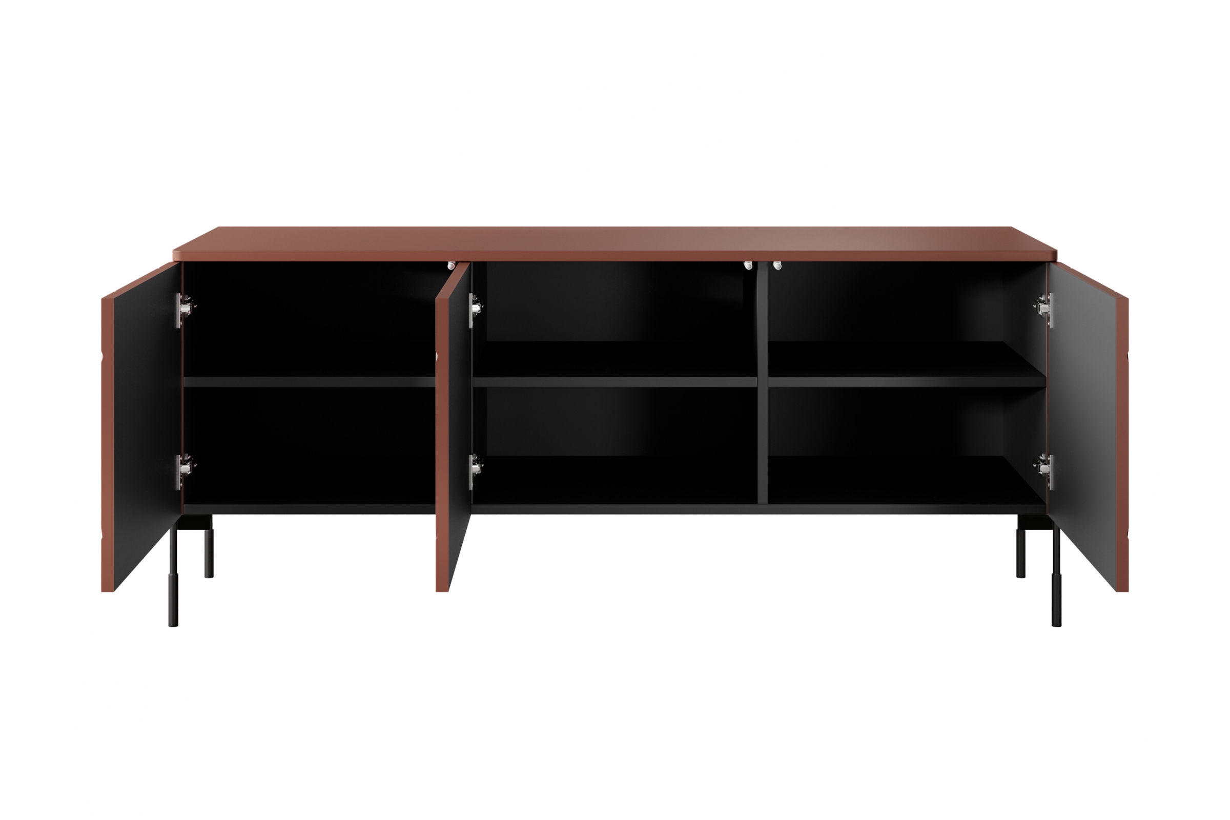 TV stolek Sonatia 150 cm - burgund skříňka RTV třídveřová Sonatia na kovových nohách 150 cm - burgund