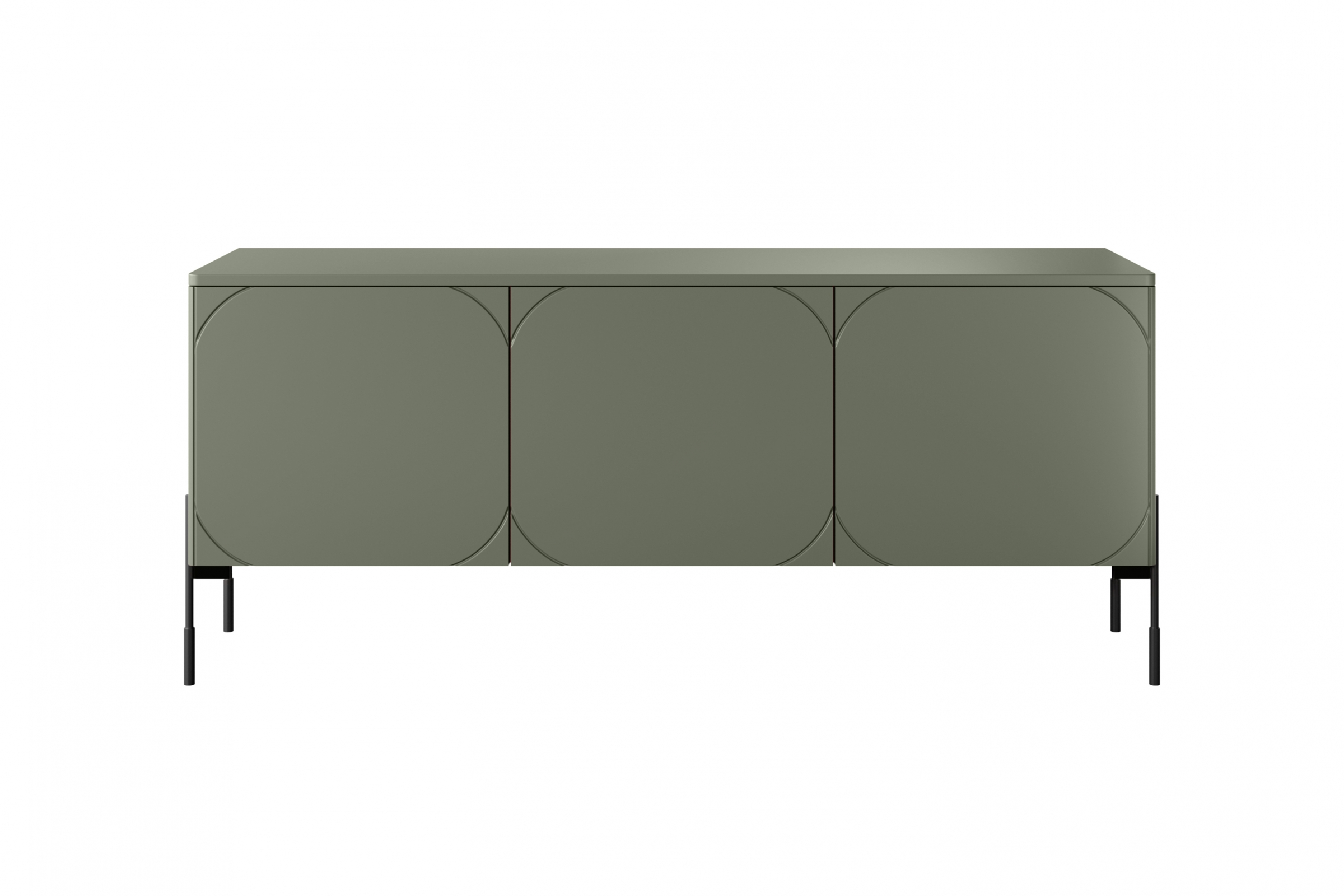 TV stolek Sonatia 150 cm - olivová skříňka RTV třídveřová Sonatia na kovových nohách 150 cm - olivová