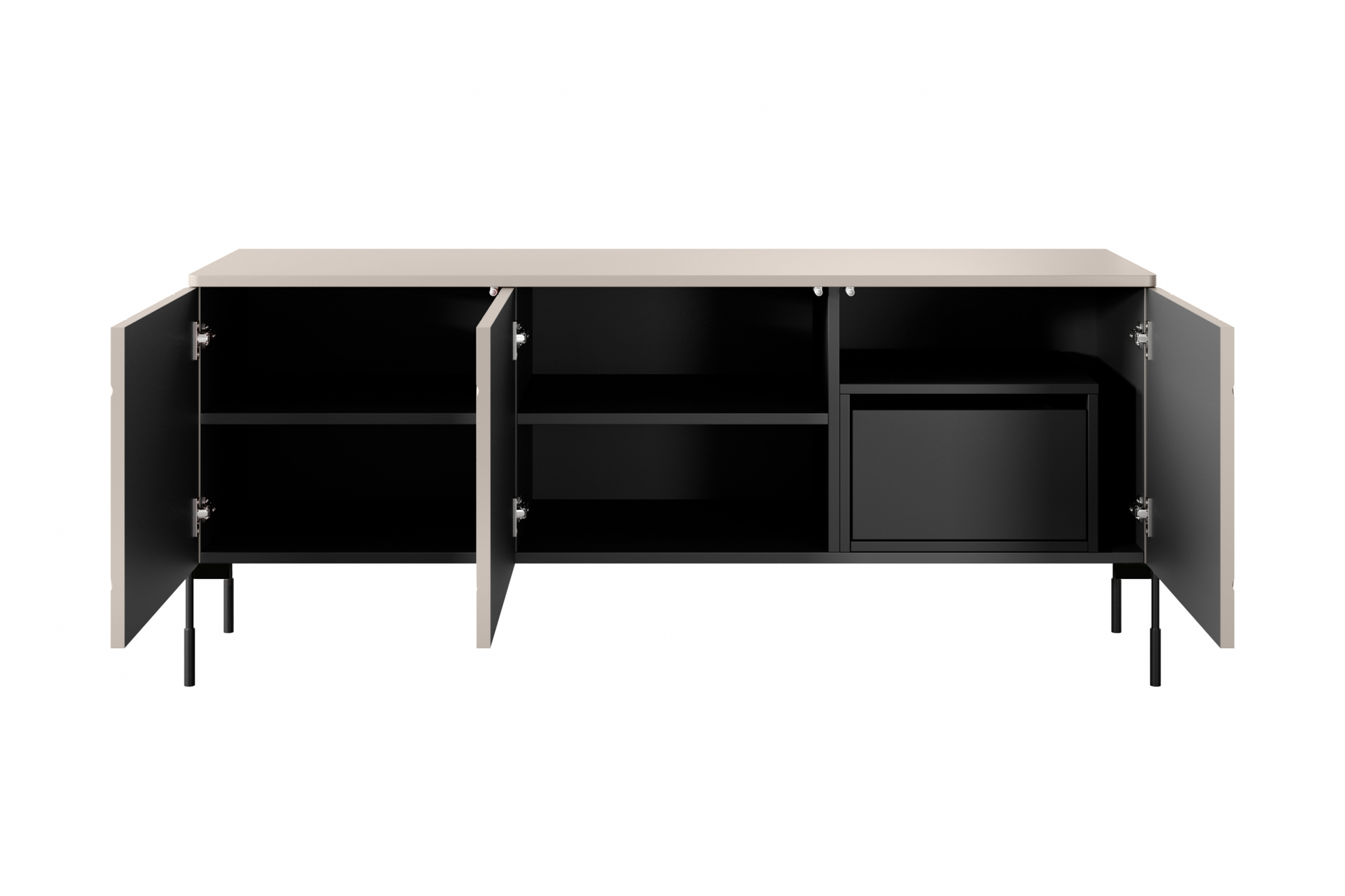 TV stolek Sonatia 150 cm se skrytou zásuvkou - kašmír skříňka RTV třídveřová z ukryta szuflada Sonatia 150 cm - kašmír