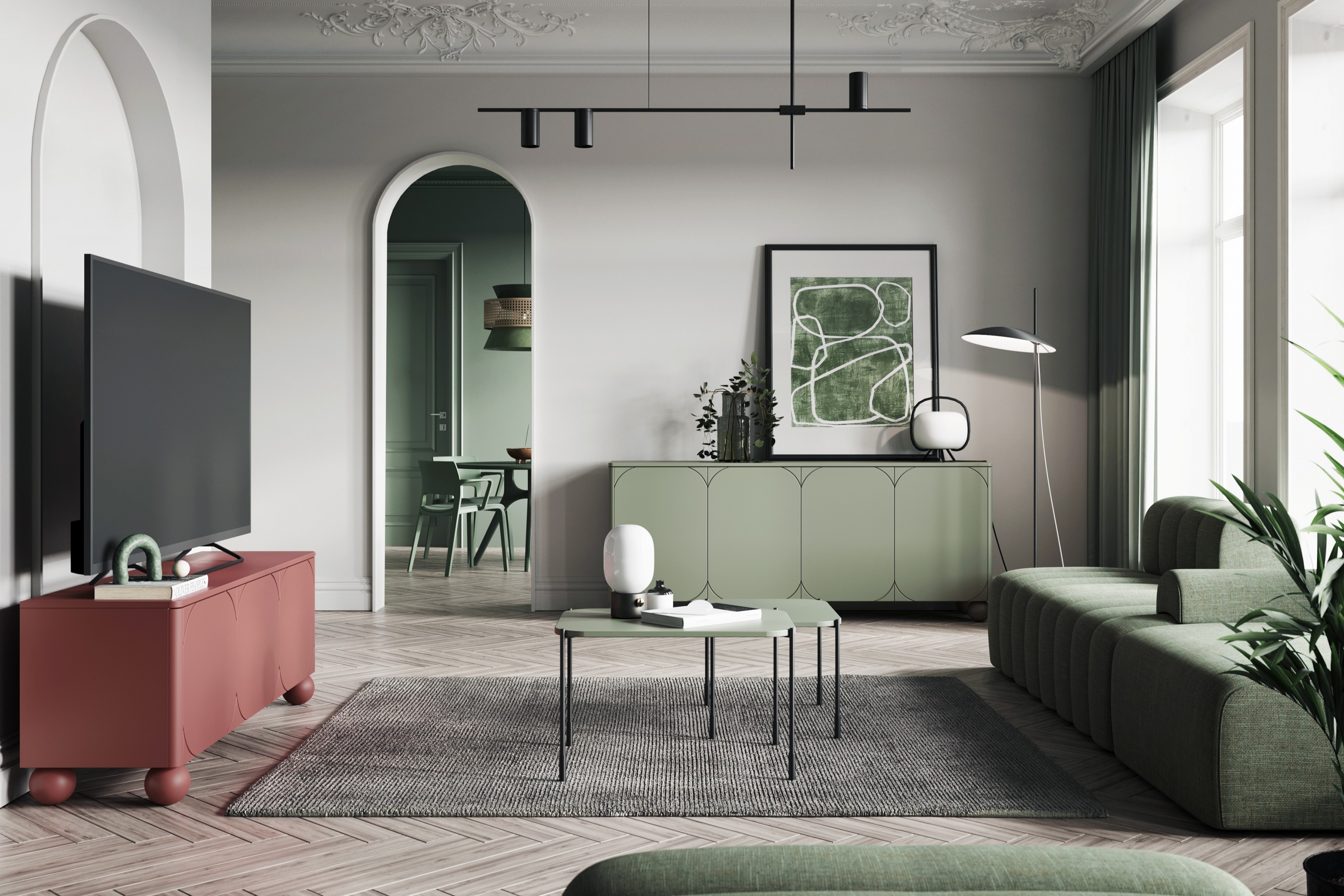 TV stolek Sonatia II 150 cm se skrytou zásuvkou - burgundský Skříňka rtv do obývacího pokoje